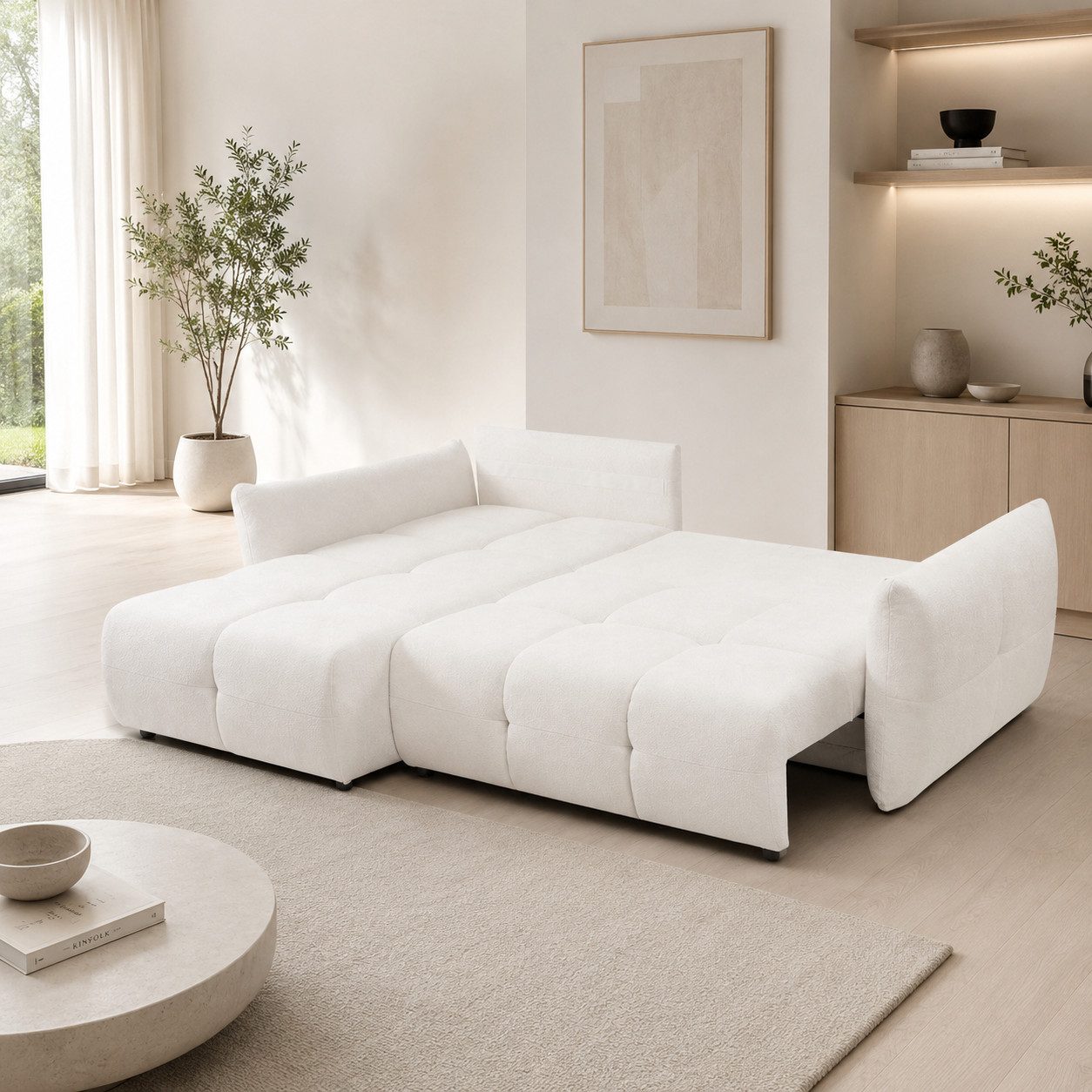 Goldstoff Ecksofa "SICURIO" Modernes Schlafsofa L Form mit Bettkasten und Sofa Bezug, 1 Teile, Couch mit Schlaffunktion und Bettkasten Sofa L Form modern