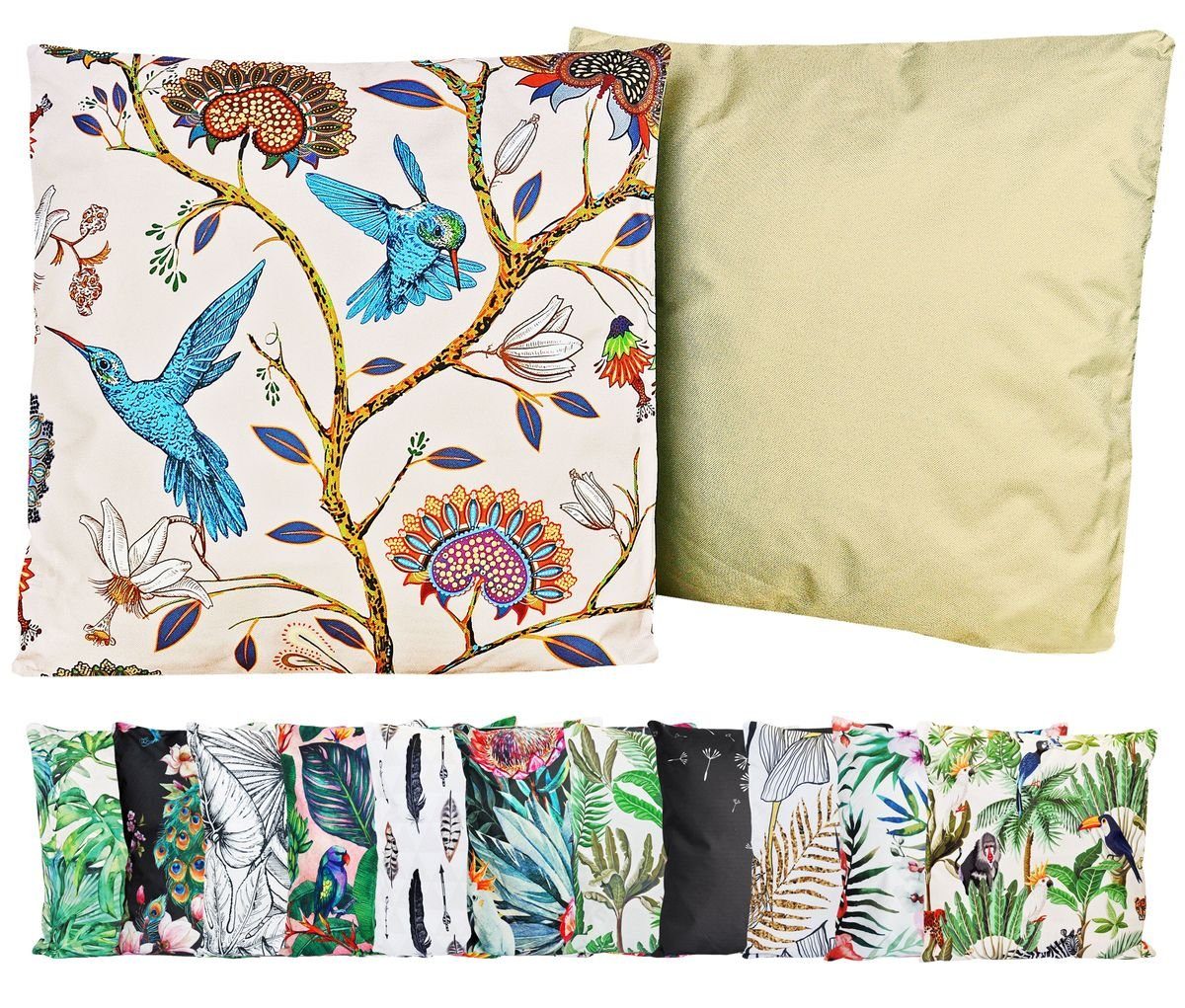 Indisch Bodenkissen 55x55 Cm – Türkis, Patchwork, Handgestickt, Aus Baumwolle (nur Bezug)