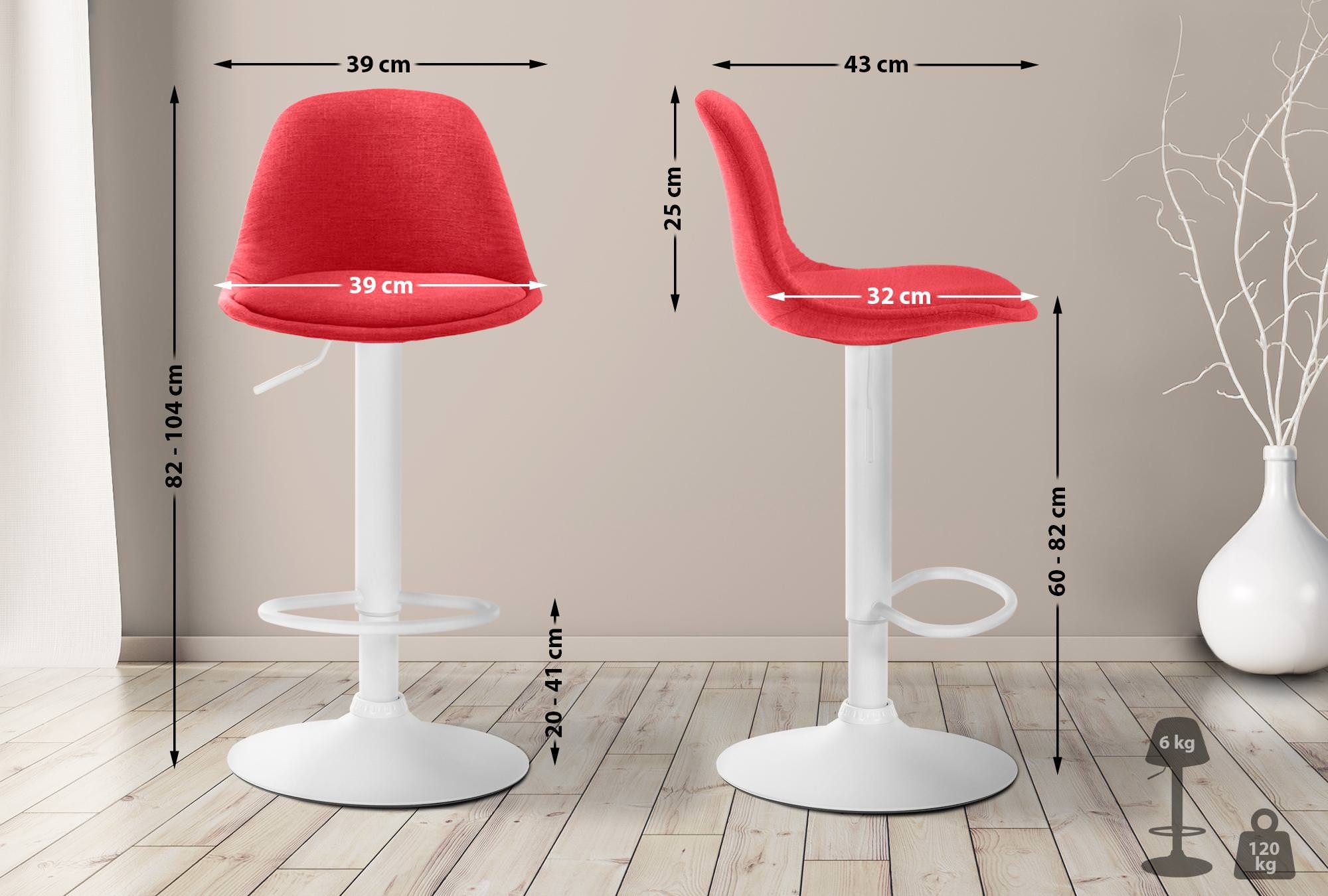 CLP Barhocker Kiel Stoff, mit Lehne und Fußstütze