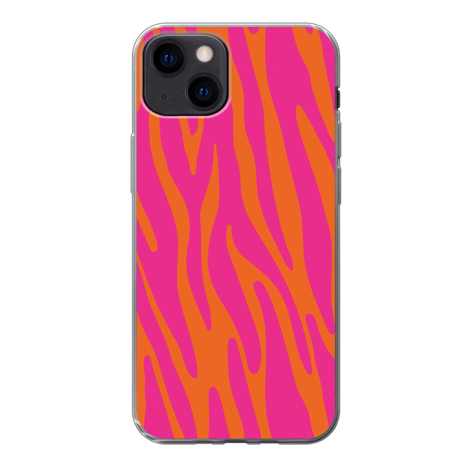 MuchoWow Handyhülle für Apple iPhone 13 Zebramuster - Rosa - Orange - Tiermuster, Smartphone-Bumper, Print, Handy Schutzhülle Dünn