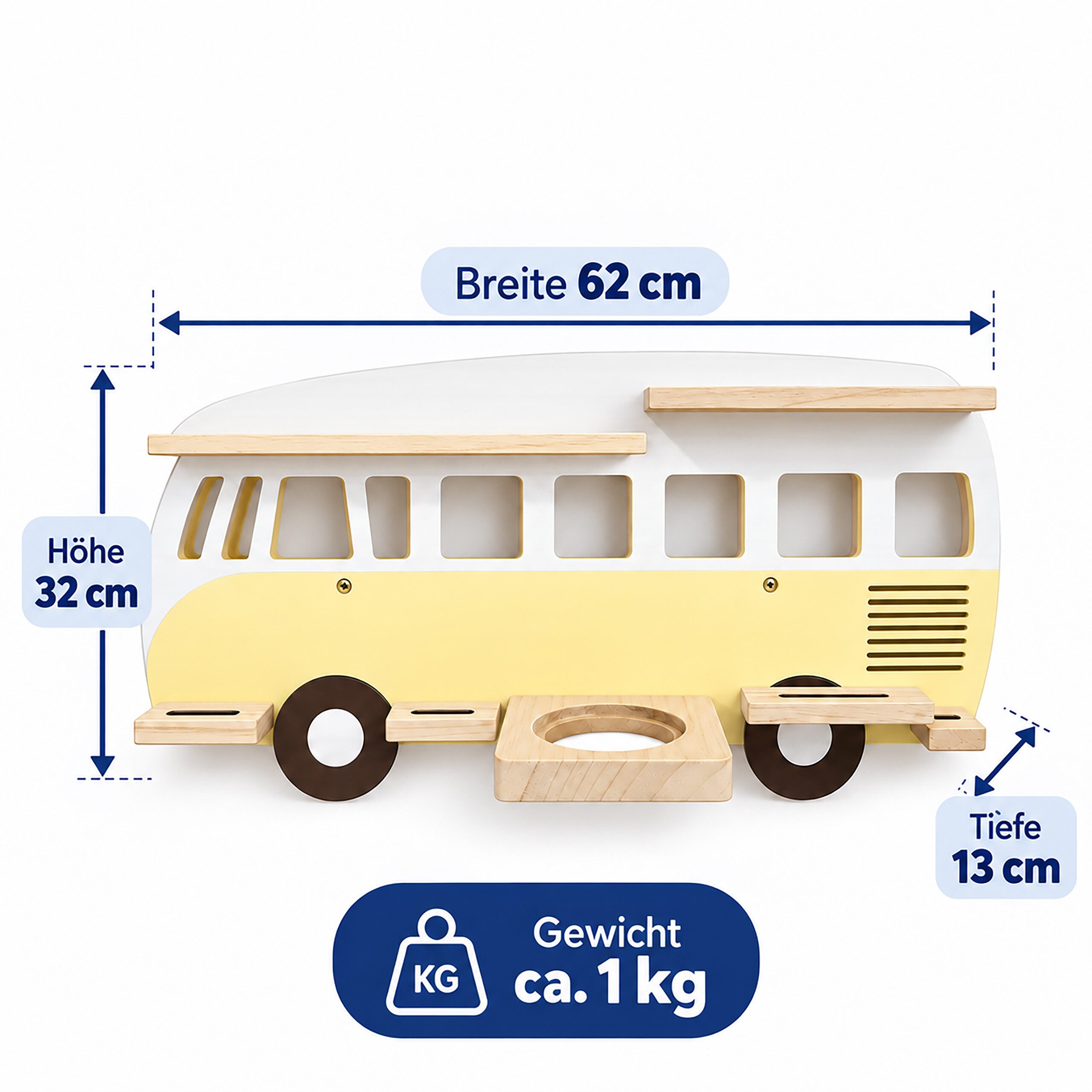 relaxdays Kinderregal Toniebox Regal Bus, 1-tlg., gelb – Bild 4 von 5