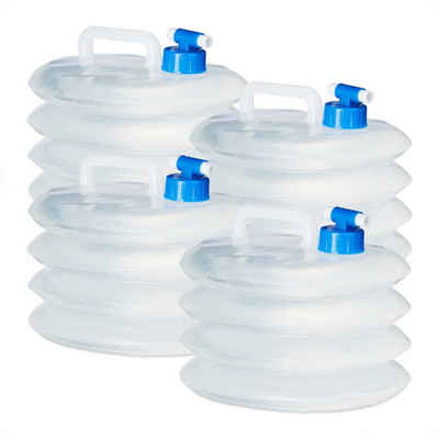 relaxdays Kanister Wasserkanister faltbar 4er Set oval, 5 Liter