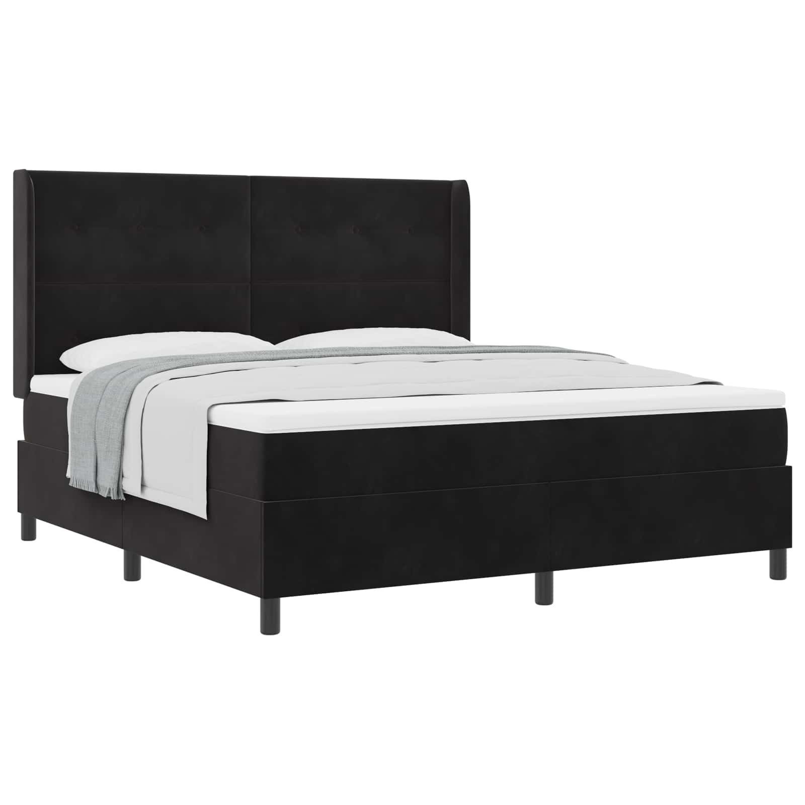 Bett Boxspringbett mit Kopfteil Schwarz 180 x 200 cm Samt