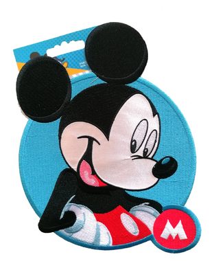Disney Aufnäher Bügelbild, Aufbügler, Applikationen, Patches, Flicken, zum aufbügeln, Polyester, XL MICKY M - Größe: 20 x 18 cm