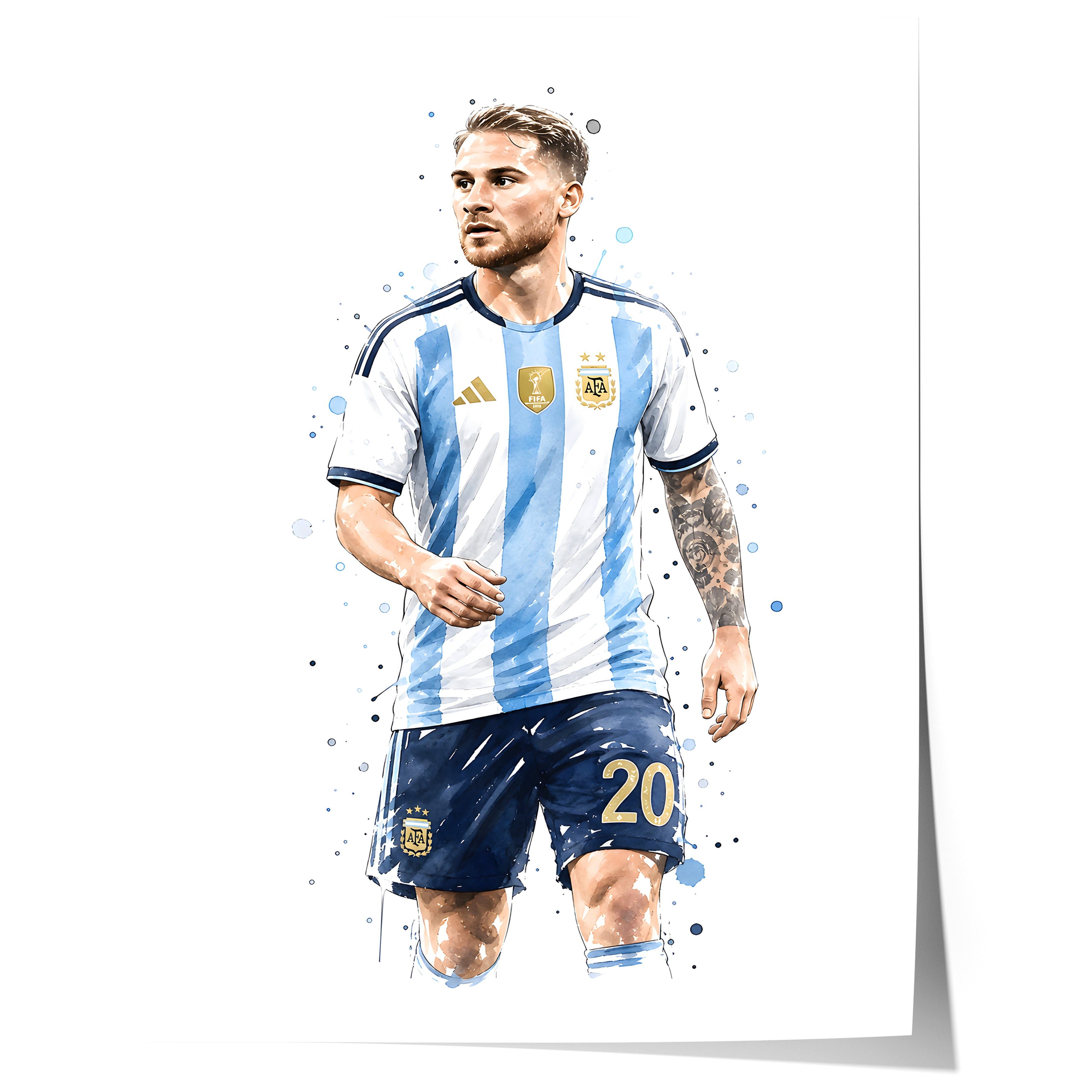 JUSTGOODMOOD Poster Argentinien Fußball Geschenkidee Aquarell Sport Wandbild Deko Print oh, (1 St)