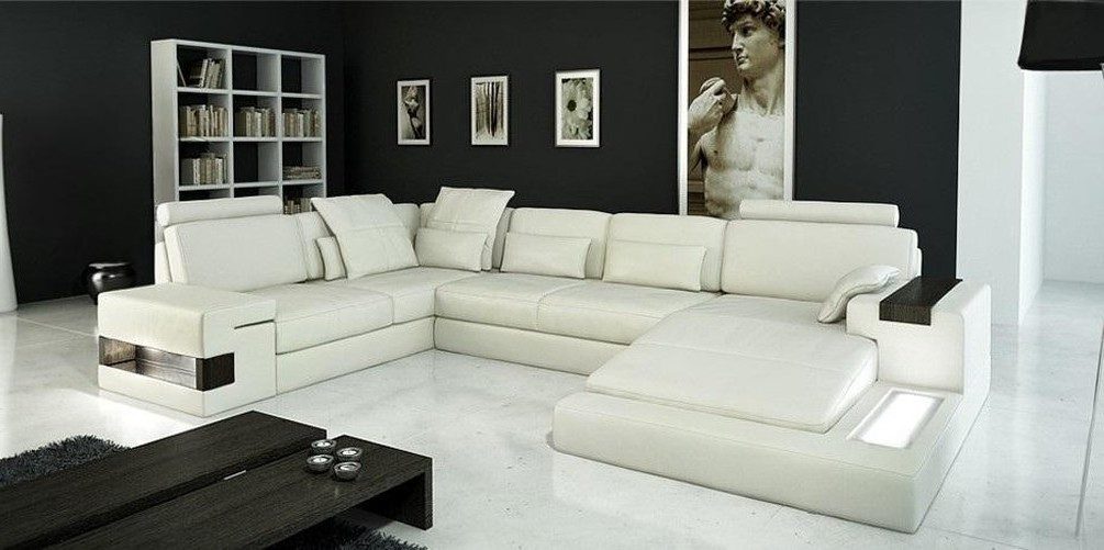 JVmoebel Ecksofa Leder-Ecksofa mit USB-Anschluss und großzügiger Polsterung, Made in Europa