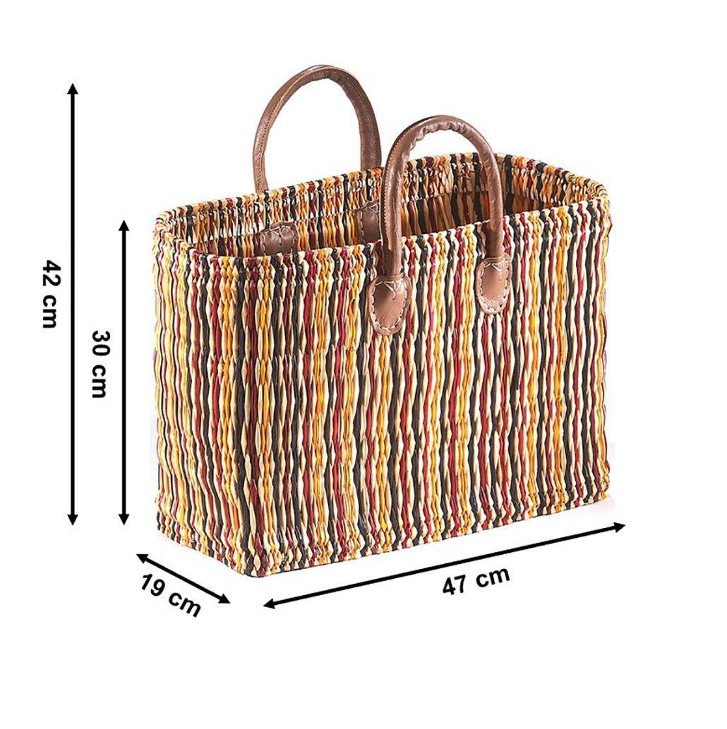 Kobolo Shopper Seegrastasche Seegras Lederhenkel bunt 45x18x32 cm (1-tlg) – Bild 3 von 5