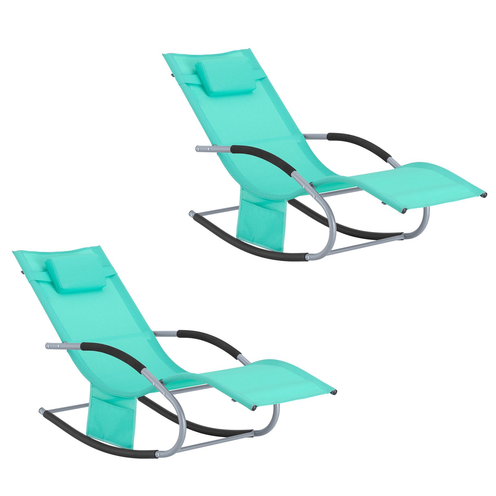 SoBuy Gartenliege OGS28x2, Schaukelstuhl Schaukelliege Strandliege Gartenmöbel, 2 st, Sonnenliege 2 Personen Liegestuhl Gartenliege wetterfest,Outdoor