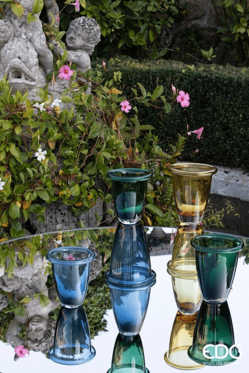 enzo de gasperi Dekovase Designklassiker Glasvase groß in 2 Farben H 21 cm Ø 18 cm (verschiedene Größen können kombiniert werden)