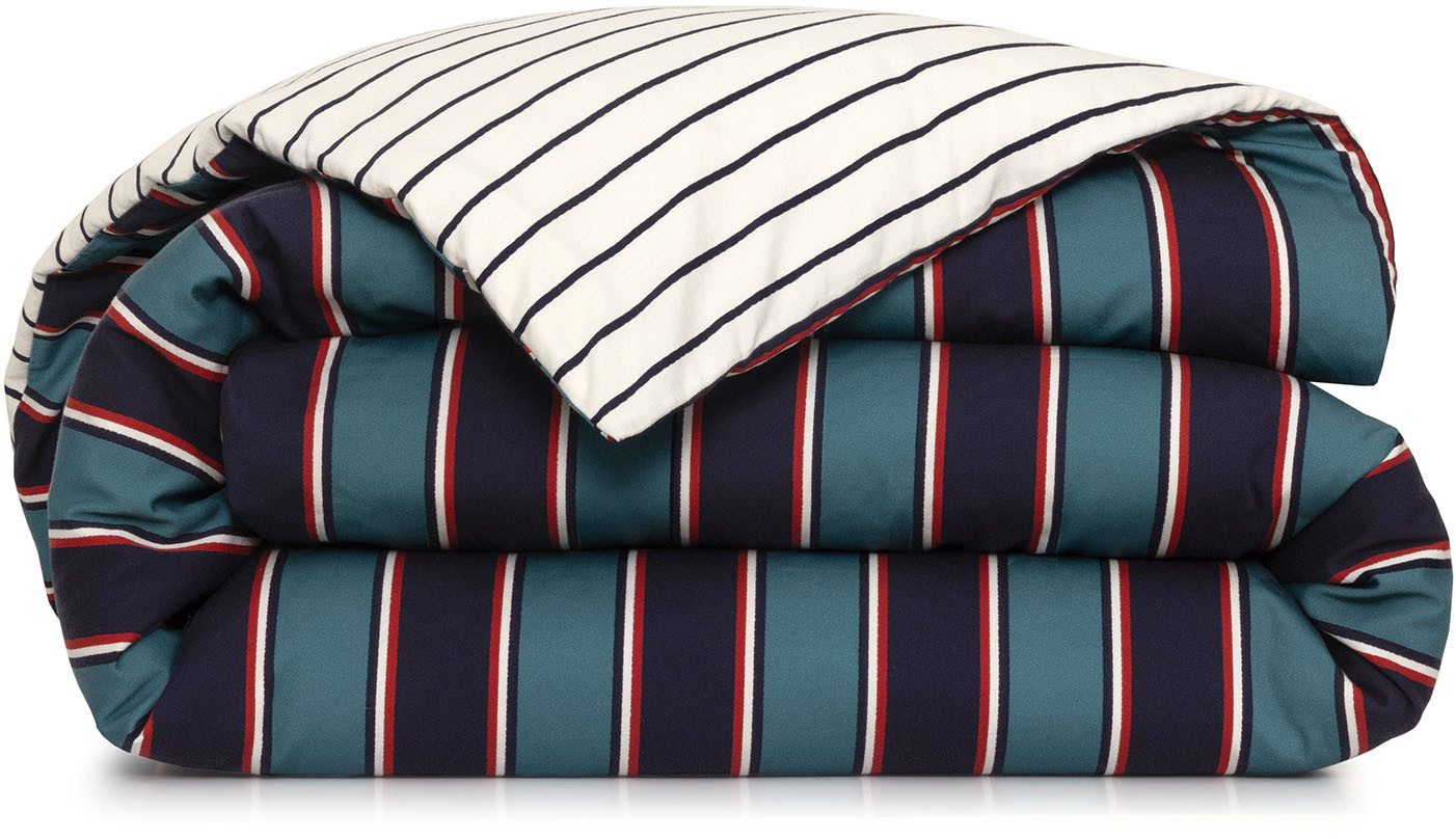Lacoste Wendebettwäsche LBOLD, Satin, 2 teilig, ab Größe 135x200 cm, PREMIUM Satin, Streifen Design, 100% Baumwolle