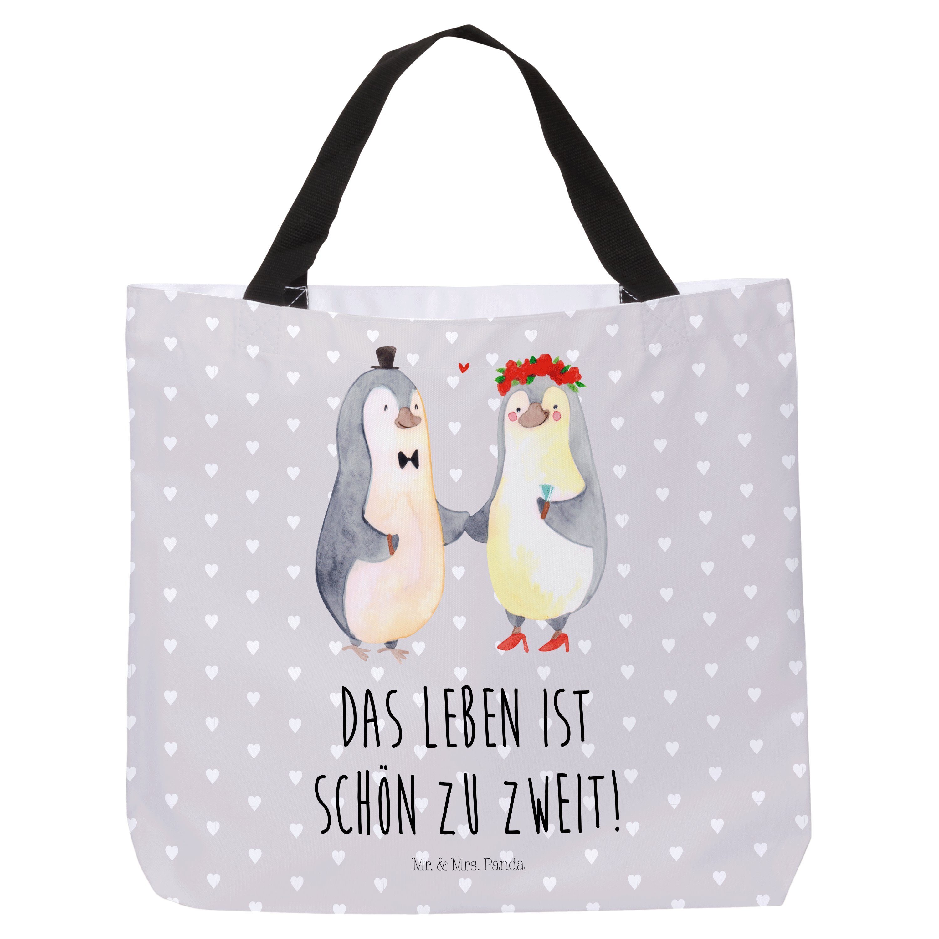 Grau Panda - Frau, Mr. Geschenk, Freizeittasche, Shopper (1-tlg) Freun Pinguin Mrs. Heirat - & Pastell