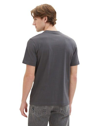 grey TOM großem mit Logofrontprint tarmac TAILOR T-Shirt