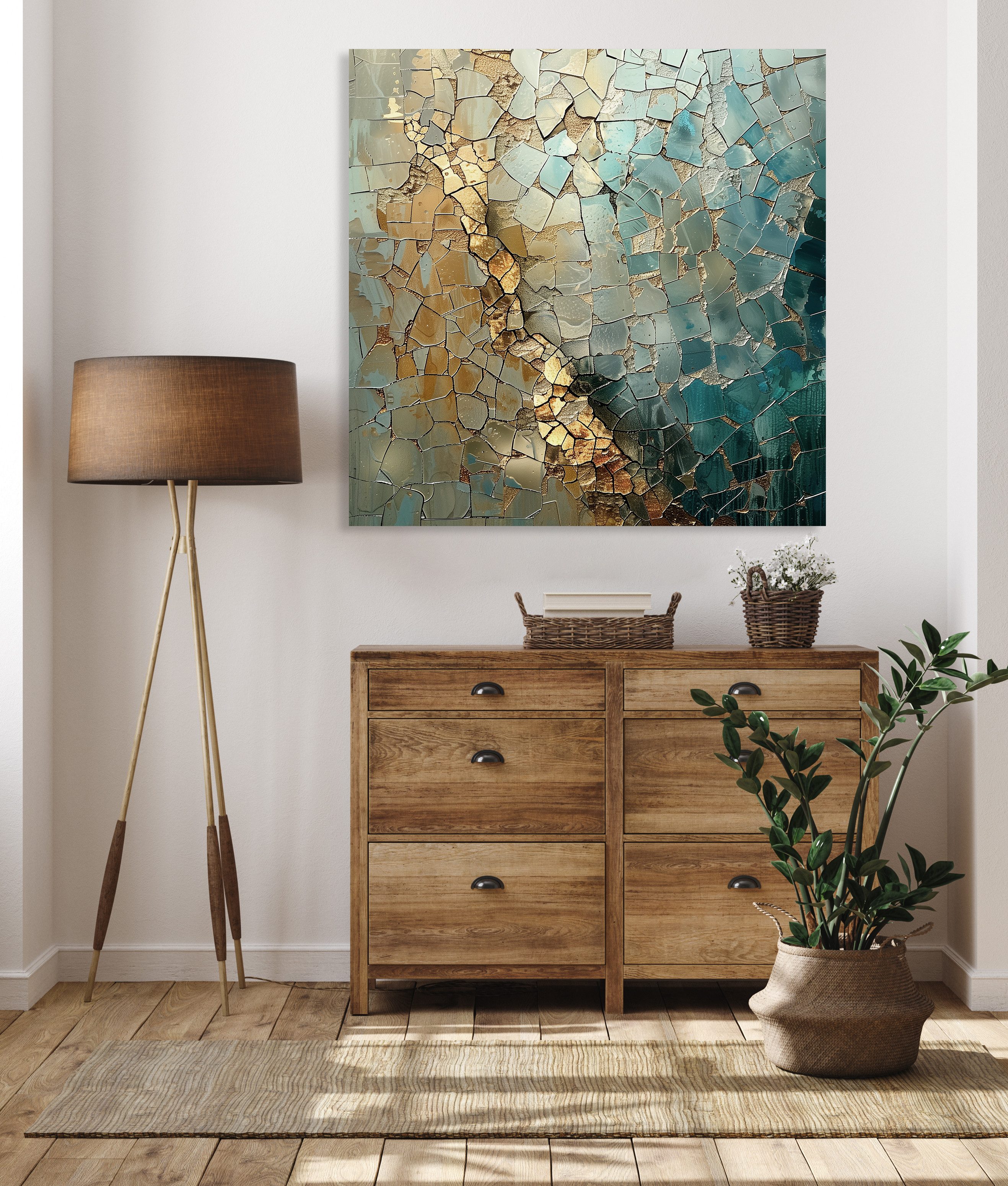queence Acrylglasbild Goldenes Mosaik, Abstrakt, Abstrakte, günstig online kaufen