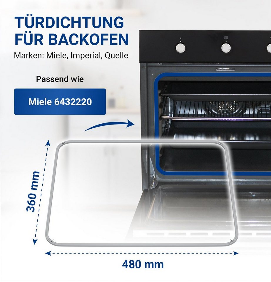 Thumbnail - VIOKS Türdichtband Türdichtung Dichtung Ersatz für Miele 6432220, Gummi 4 Haken für Backofen Herd Tür