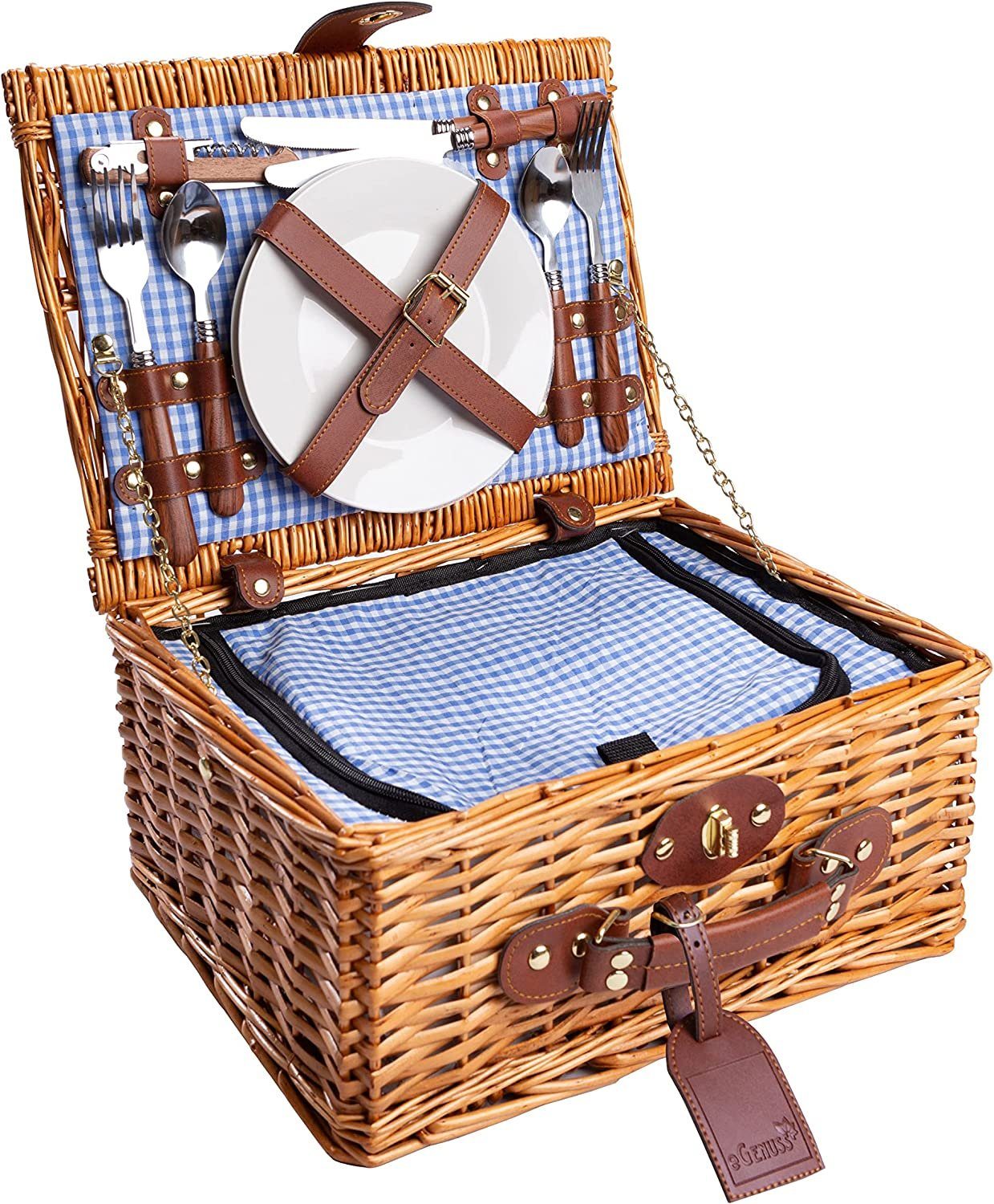 eGenuss Picknickkorb »Handgefertigtes Picknickkorb für 2 Personen«  (Personen aus Weide), 34,5 x 26 x 16 cm