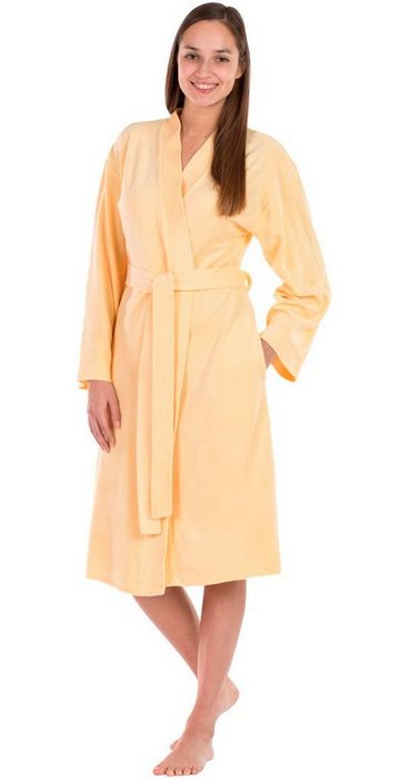 framsohn frottier Damenbademantel Jersey Kurzform Jersey Kimono-Kragen Gürtel besonders leicht Reisebademantel