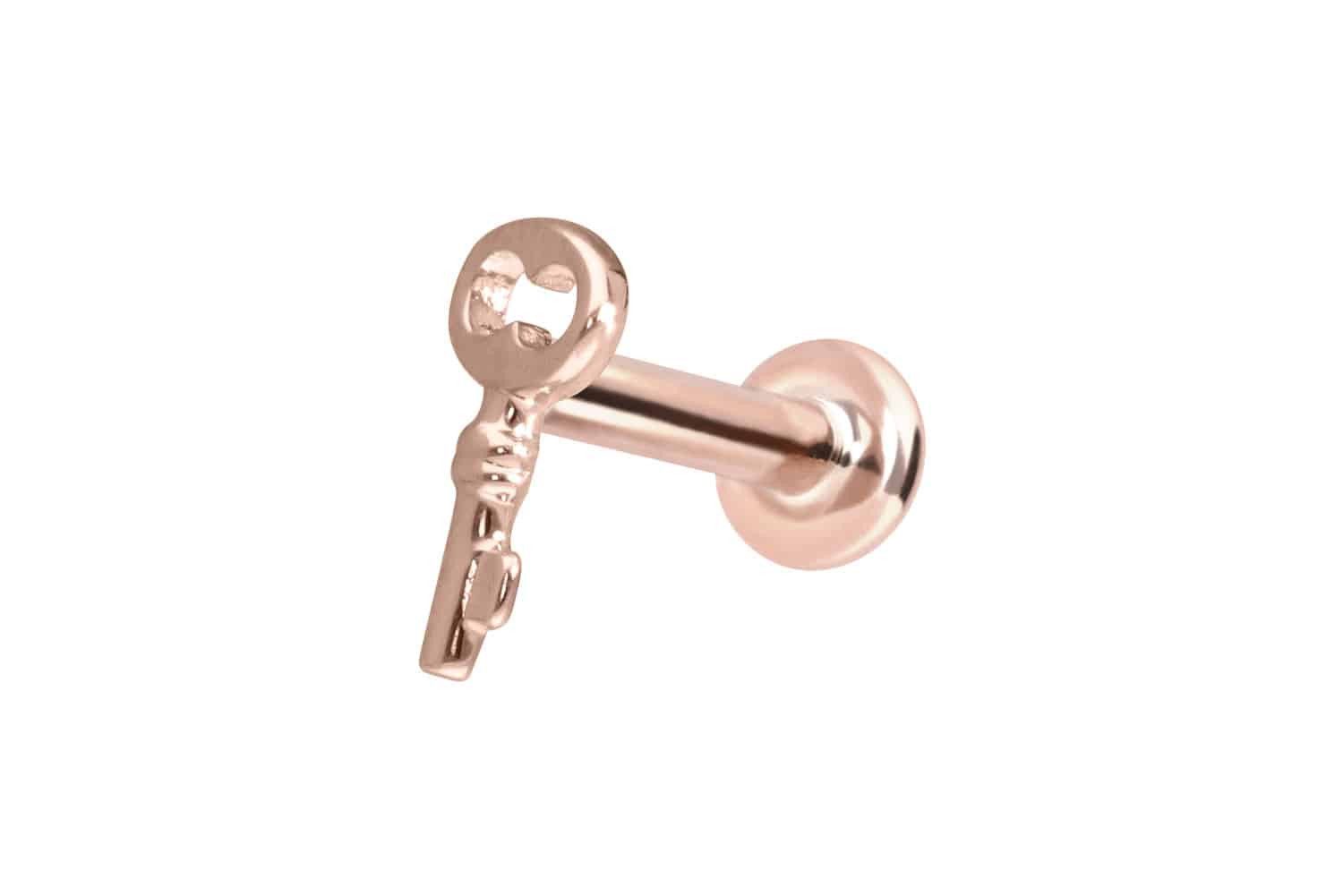 Piercing-Set 14 Karat Gold Labret mit Push Fit SCHLÜSSEL