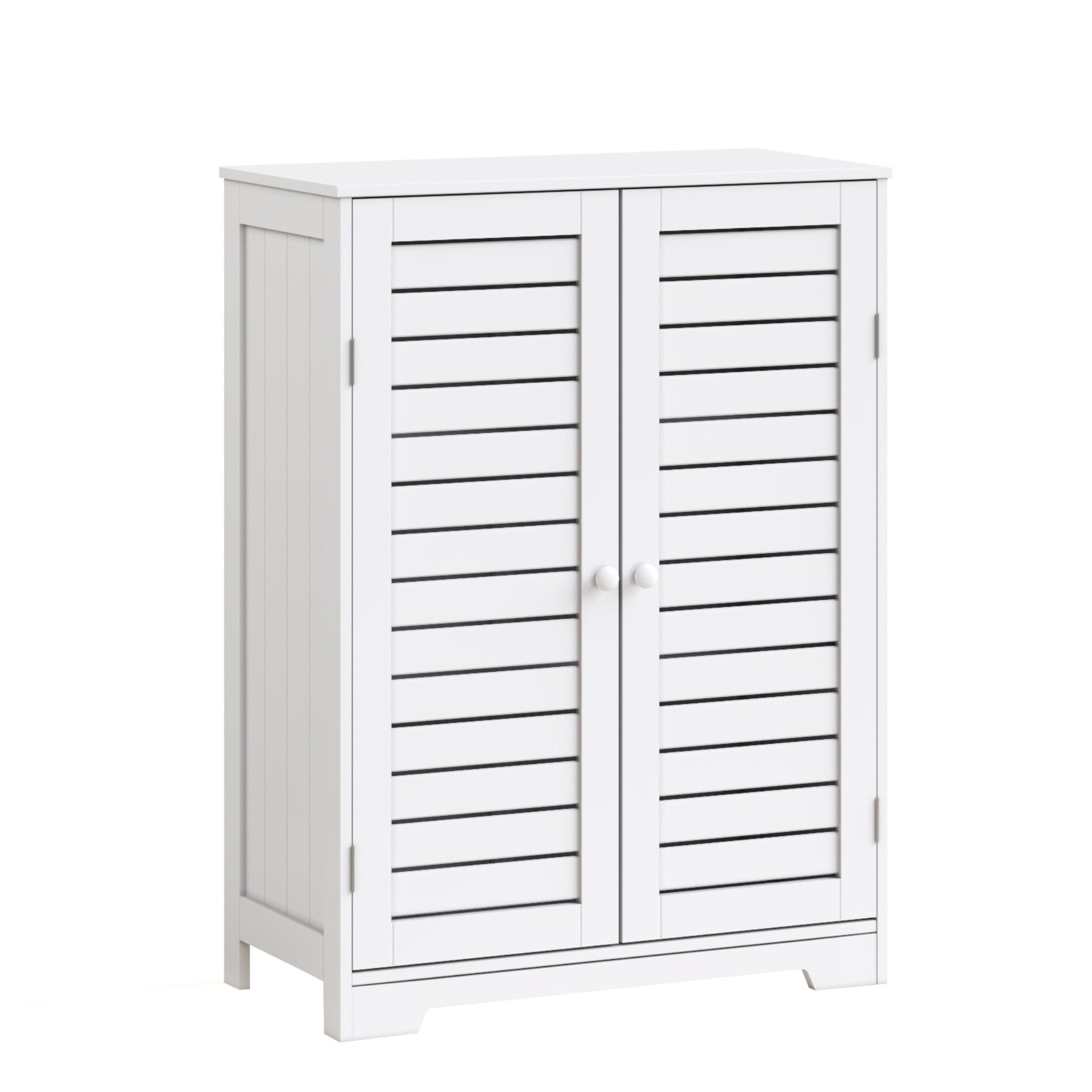 Mondeer Badkommode Badezimmerschrank, mit 2 Lamellentüren und 2 Einlegeböden,60 x 30 x 80 cm, Weiß