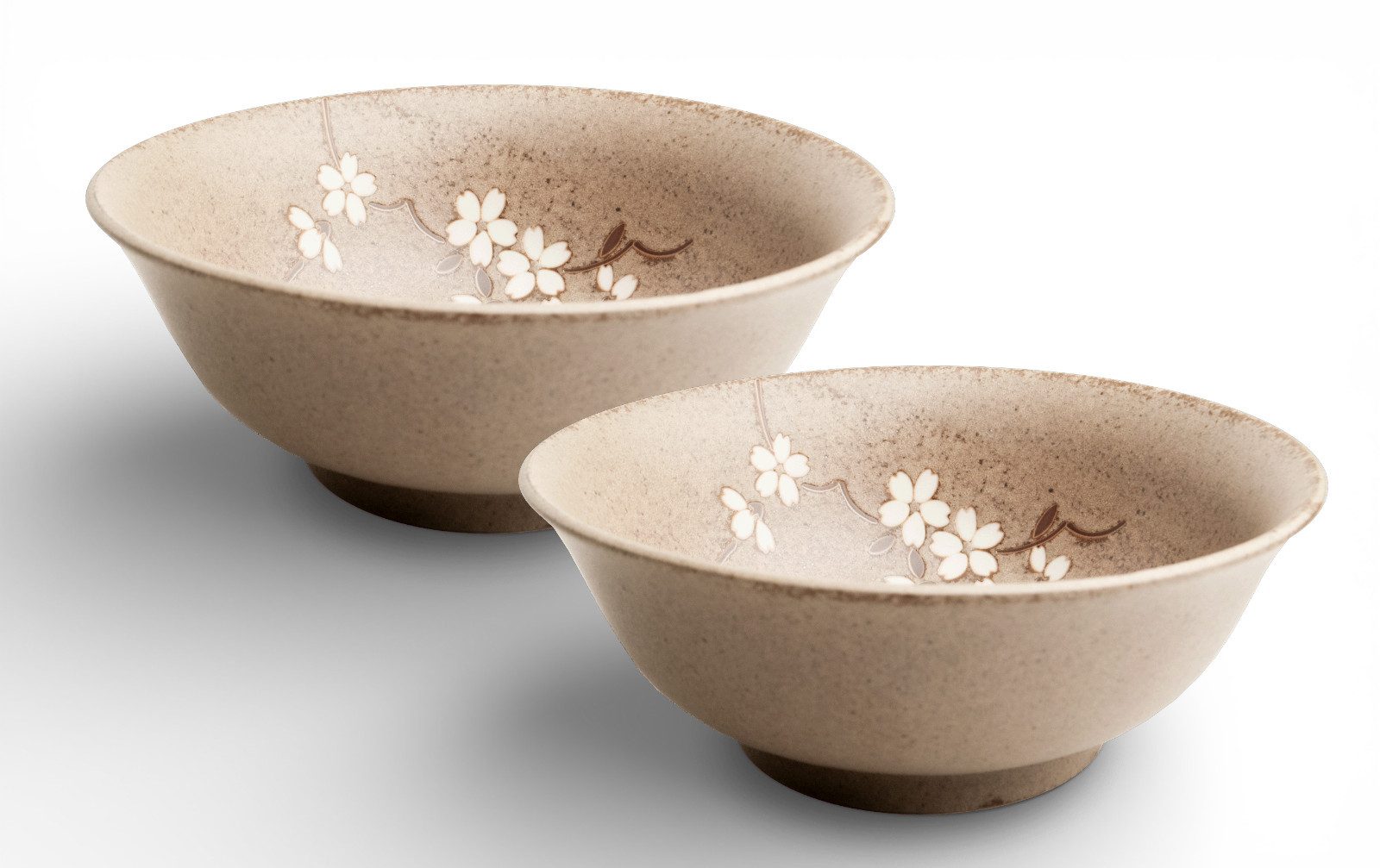 WestCraft Servierschüssel Japan-Bowls ASIATICA, Ramen Bowl Porzellan-Schalen - Anemone 21 cm, Porzellan, (2-tlg), Hochwertig, asiatische Ramen-, Reis-, Nudel-, Udon-, Suppen-Schüssel