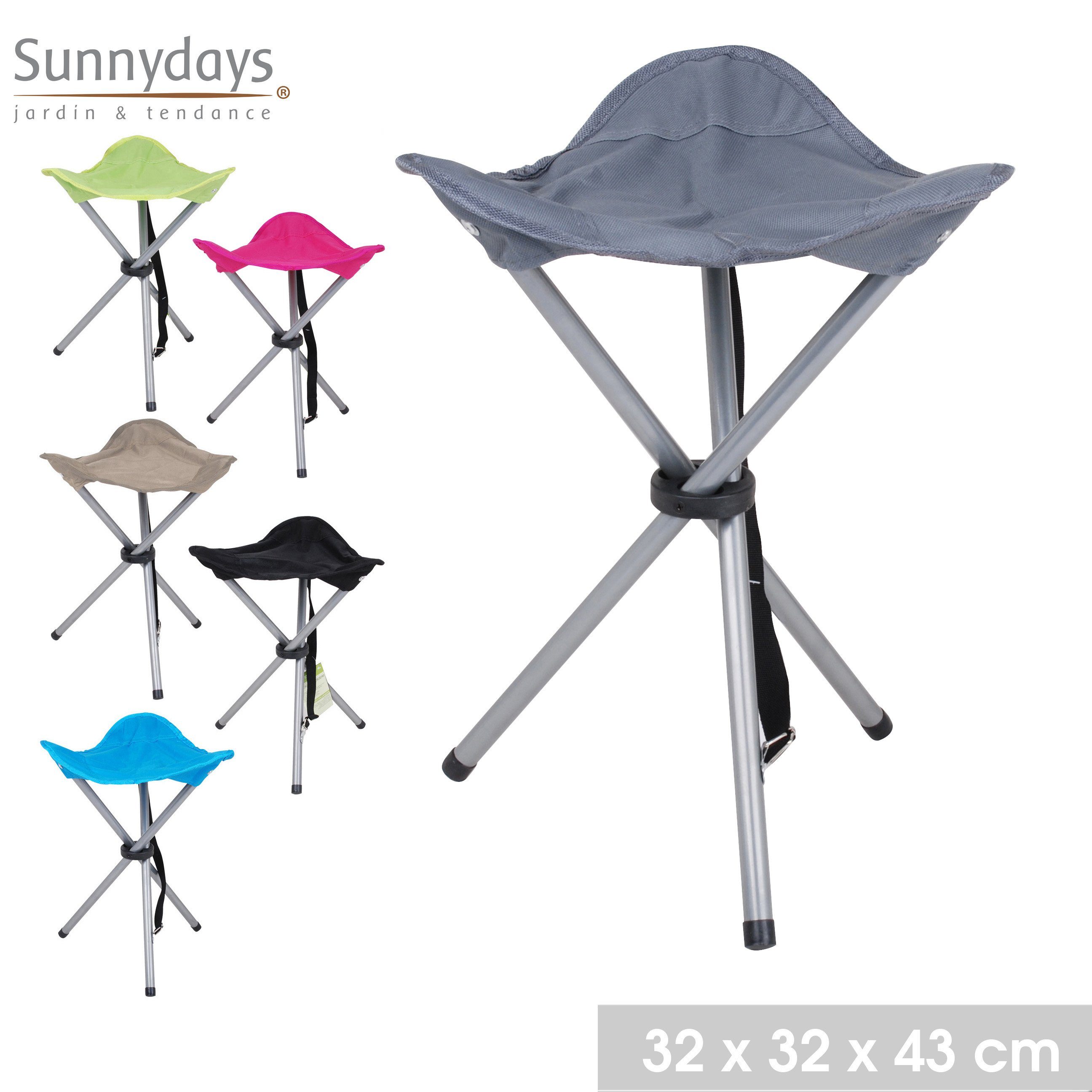 Sunnydays Angelstuhl Faltbarer Campingstuhl Anglersitz Angelstuhl Campingsitz (Maße aufgebaut: 31 x 31 x 40 cm (LxBxH), mit Handschlaufe für leichten Transport