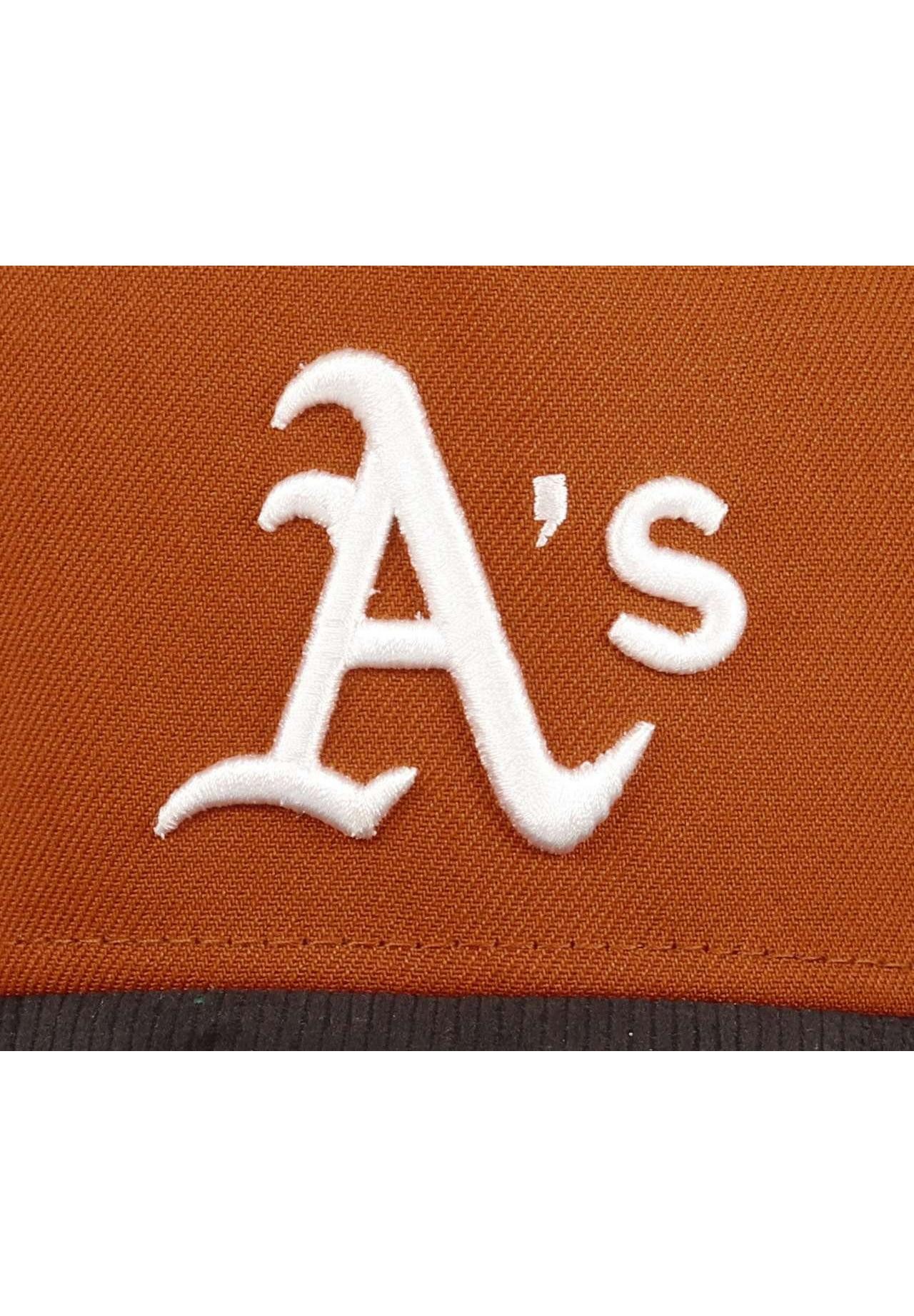 New Era Baseball Cap Oakland Athletics MLB 50th Anniversary Sidepatch Orange Black Cord 9F (1-St)