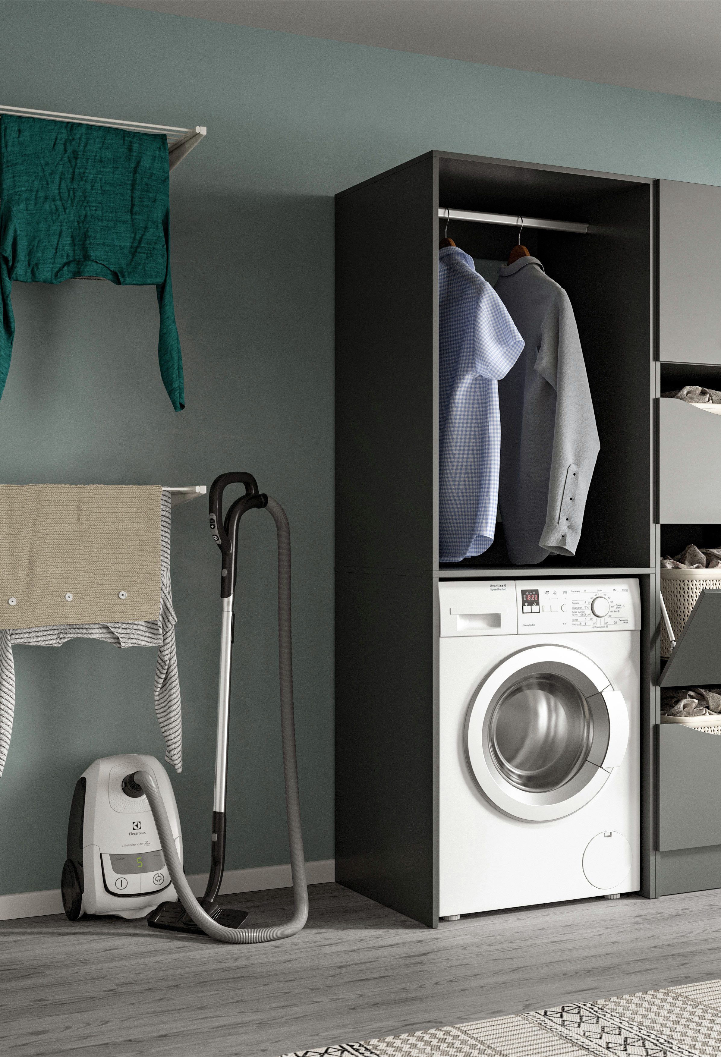 furnling Waschmaschinenumbauschrank Fira (1-St) 1 Kleiderstange, günstig online kaufen