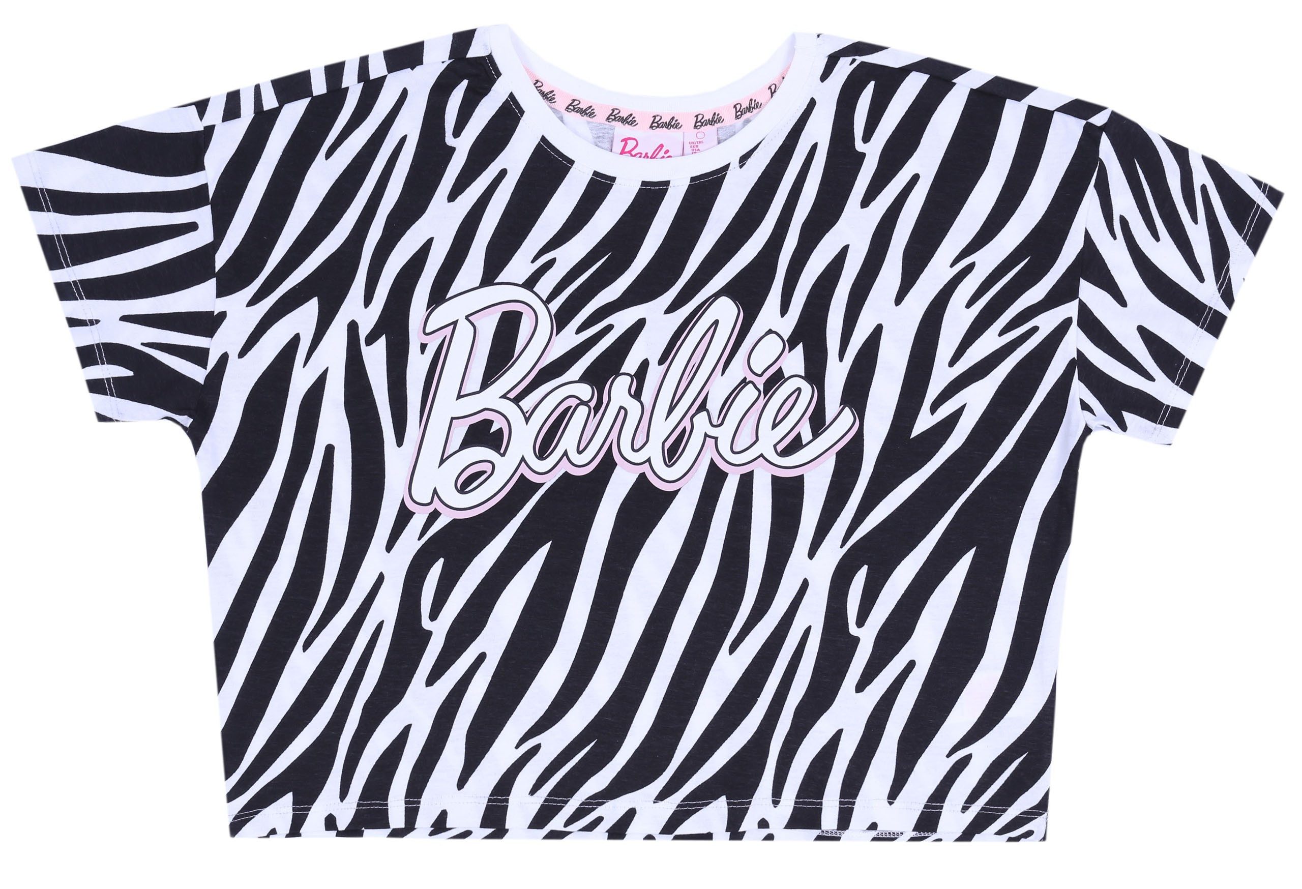Barbie Blusentop Schwarz-weißes kurzes Top BARBIE L