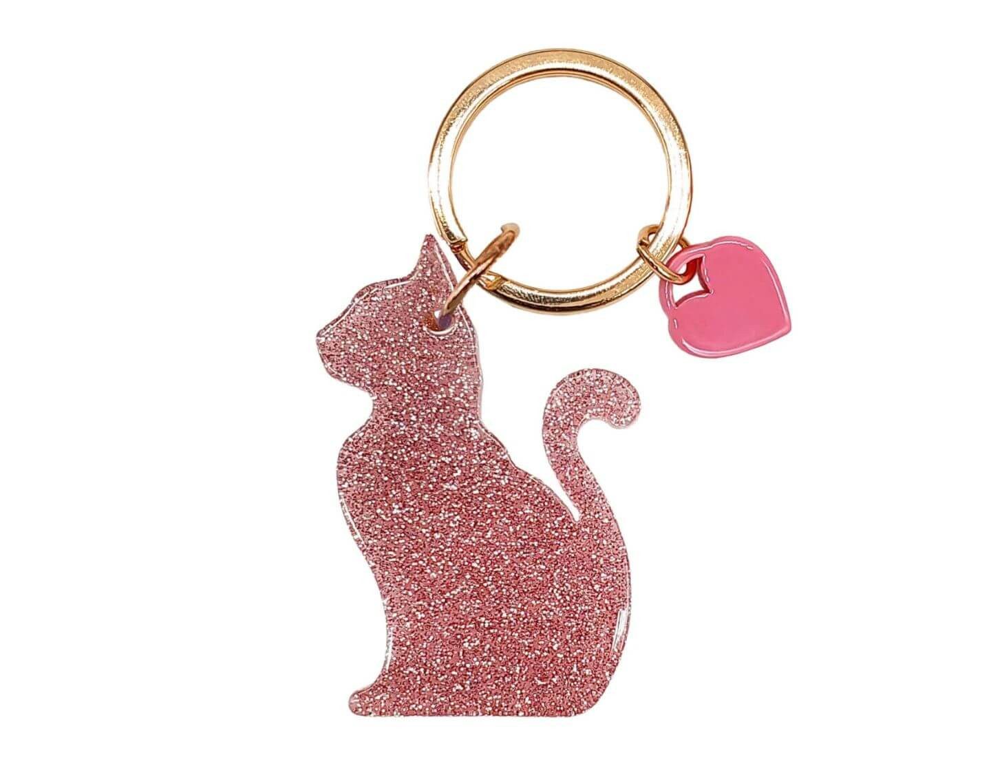 MEA LIVING Schlüsselanhänger Schlüsselanhänger "Katze" rosa Glitzer