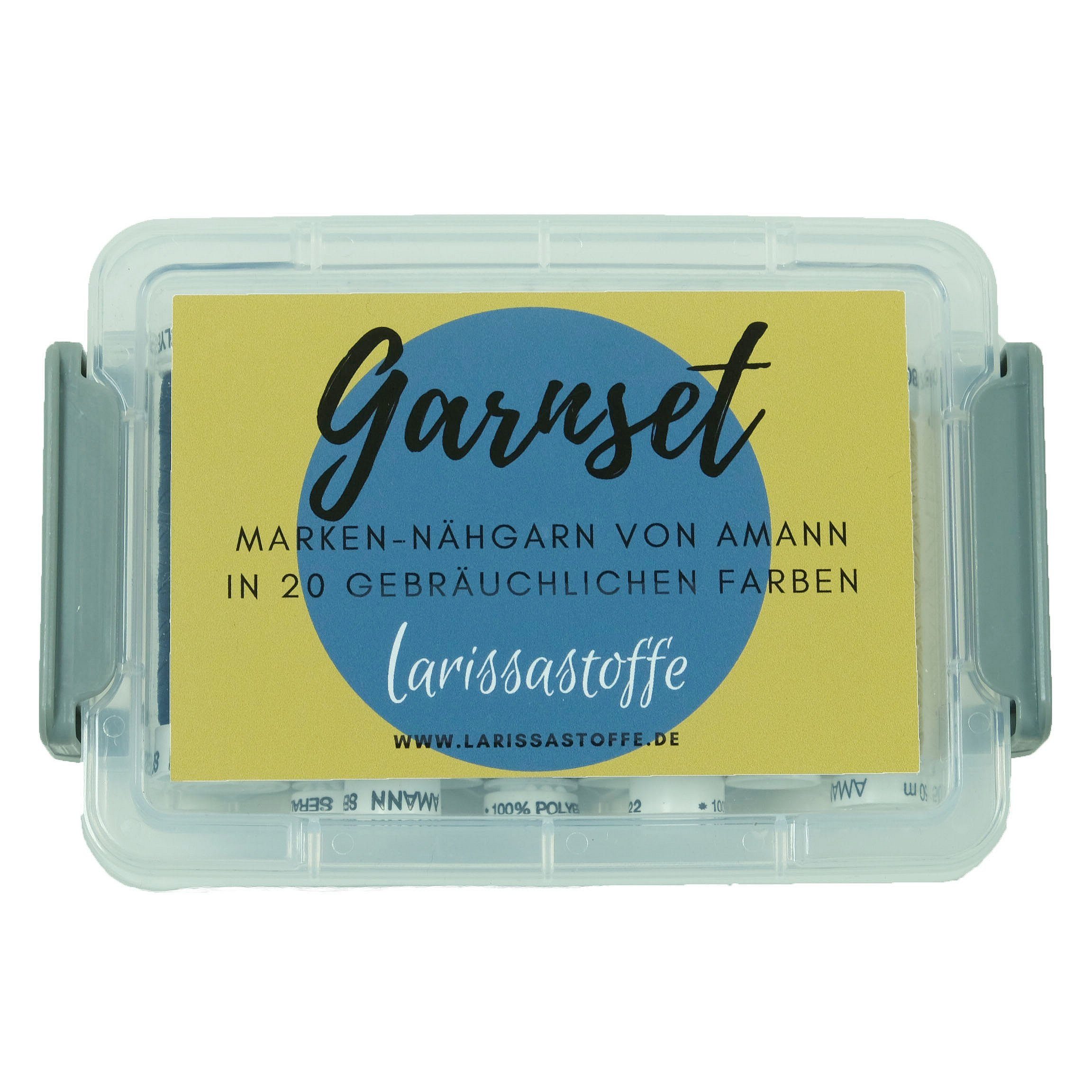 Box Garne larissastoffe paktischer hochwertiges Garnset MADE Nähkästchen GERMANY IN Amann-Markennähgarn Nähset in (Set),