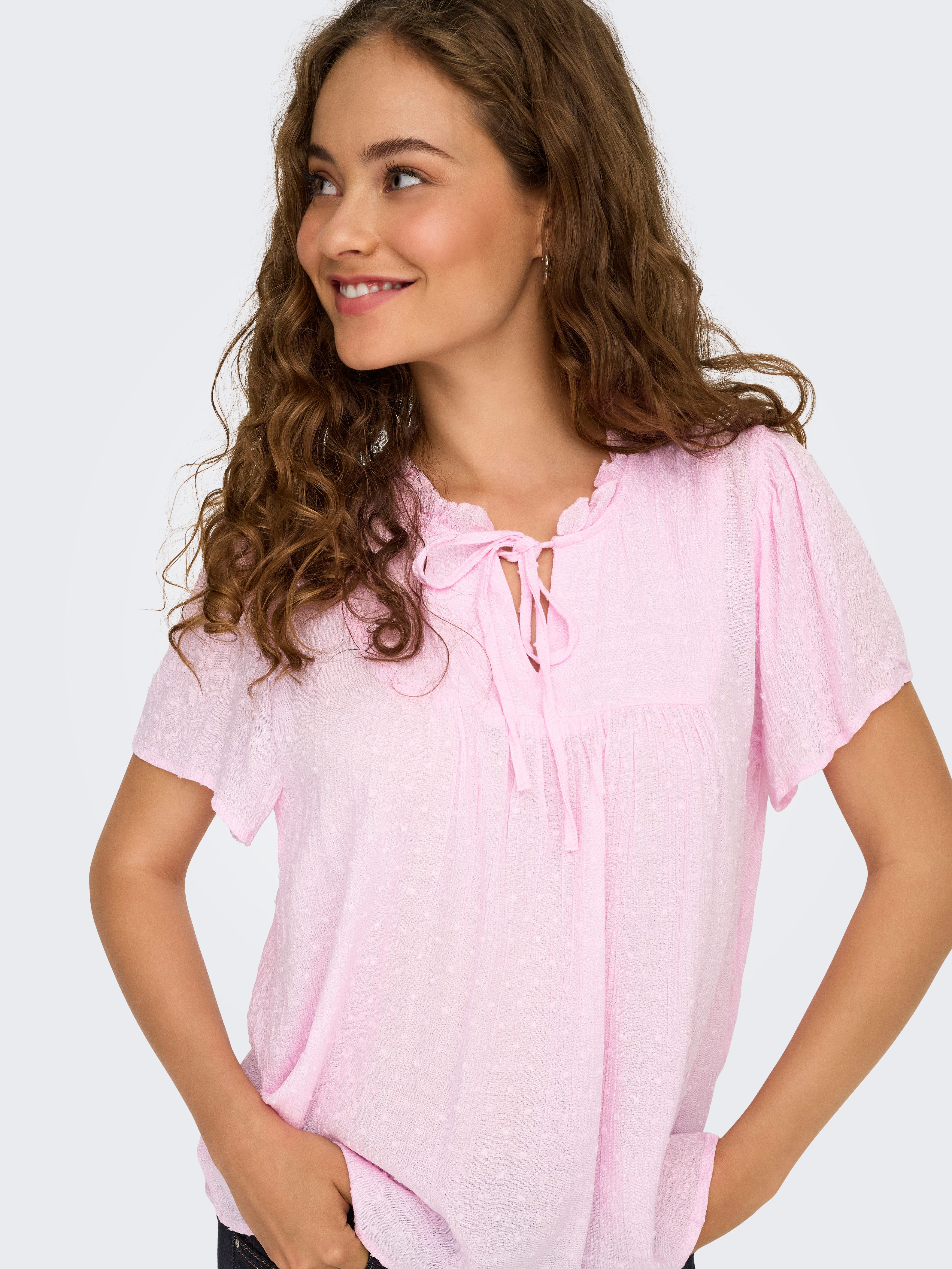 JDY Kurzarmbluse JDYLIMA LIFE S/S TOP WVN NOOS Viskose, loose fit