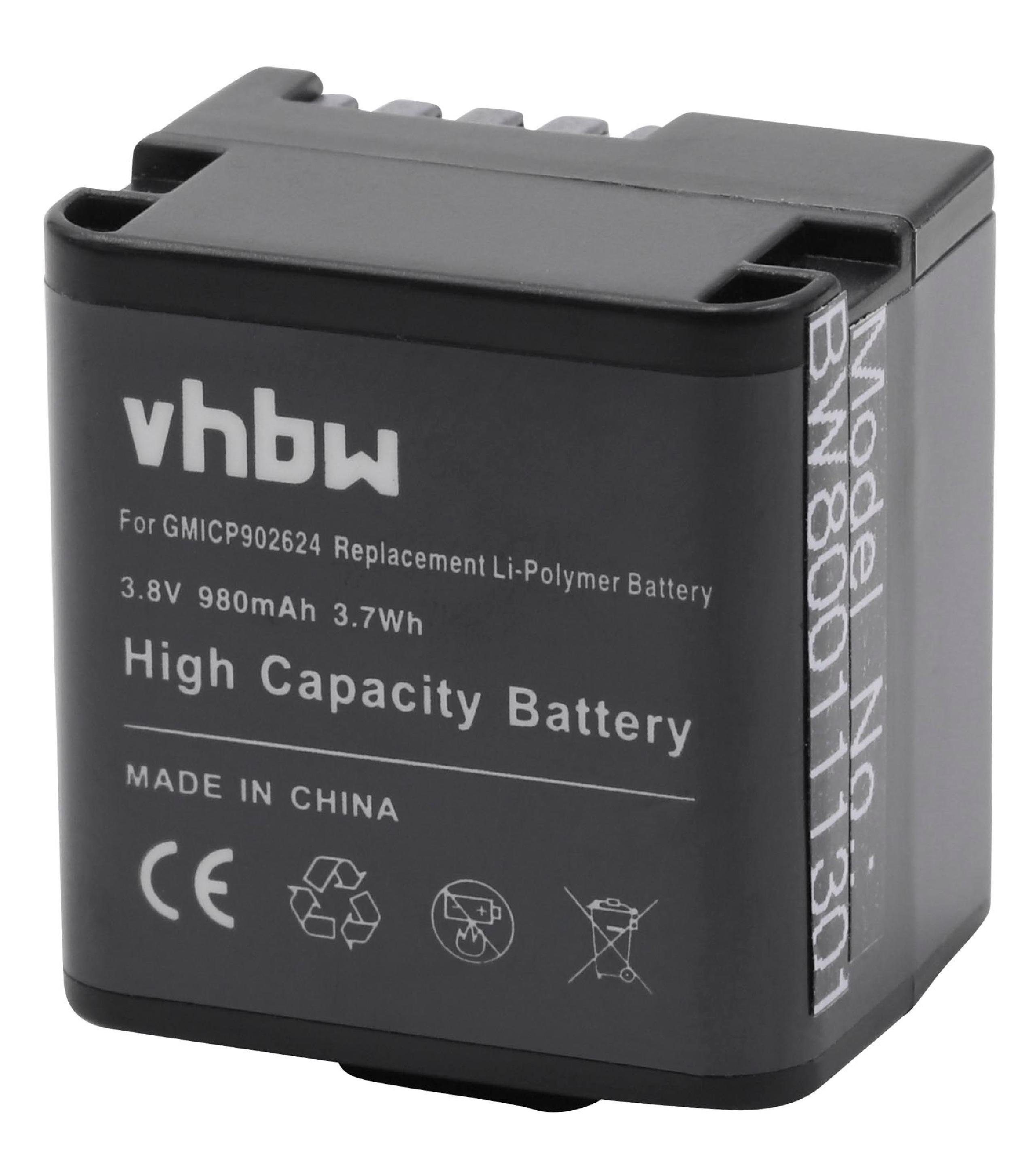 vhbw passend für Garmin Virb X, X compact, XE Kamera / Camcorder Digital / Camcorder Spezialgeräte (z.B. Helmkamers) (980mAh, 3,8V, Li-Polymer) Kamera-Akku 980 mAh