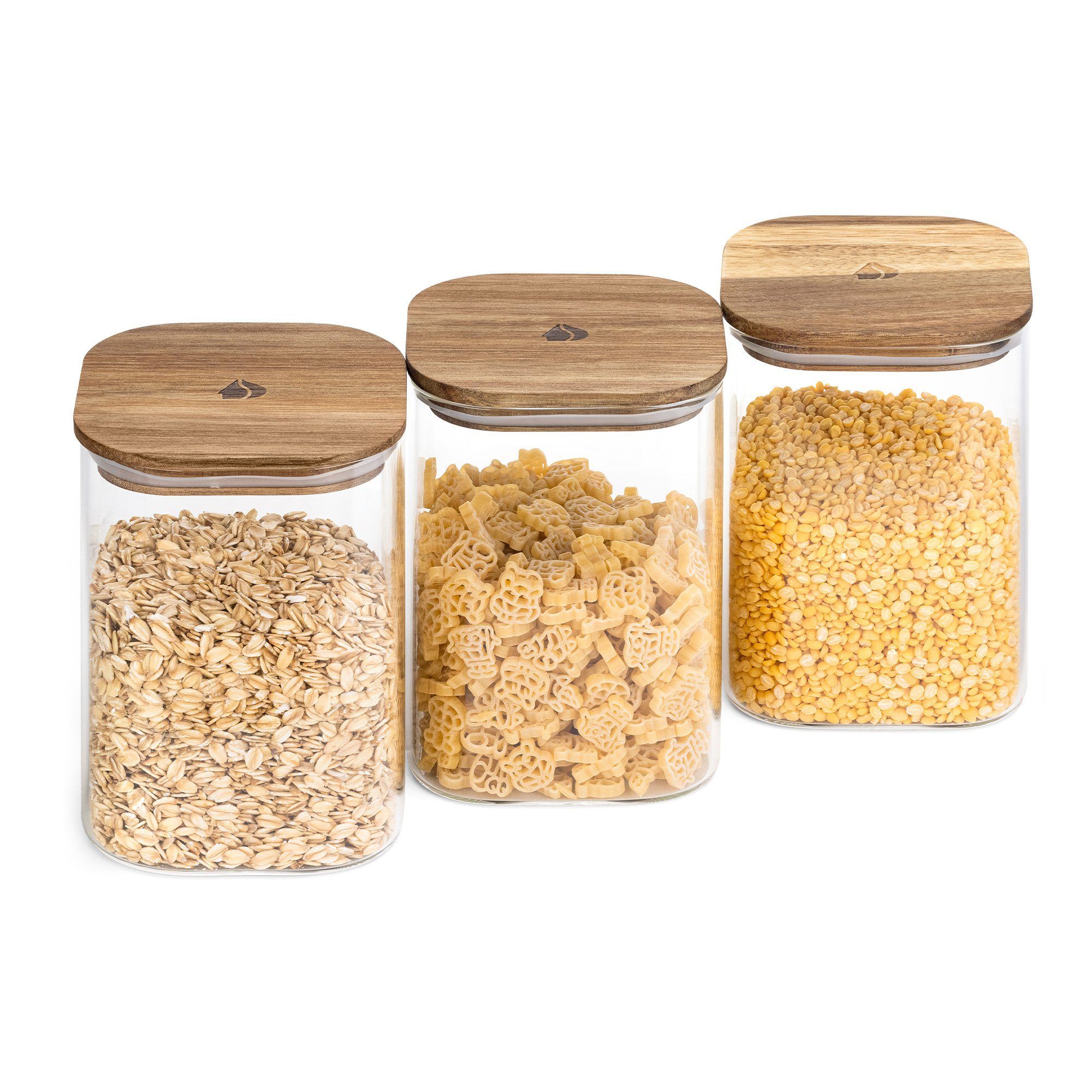 Navaris Aufbewahrungsbox Vorratsgläser Holzdeckel - Set 3-teilig - 1000ml - luftdicht (3 St)