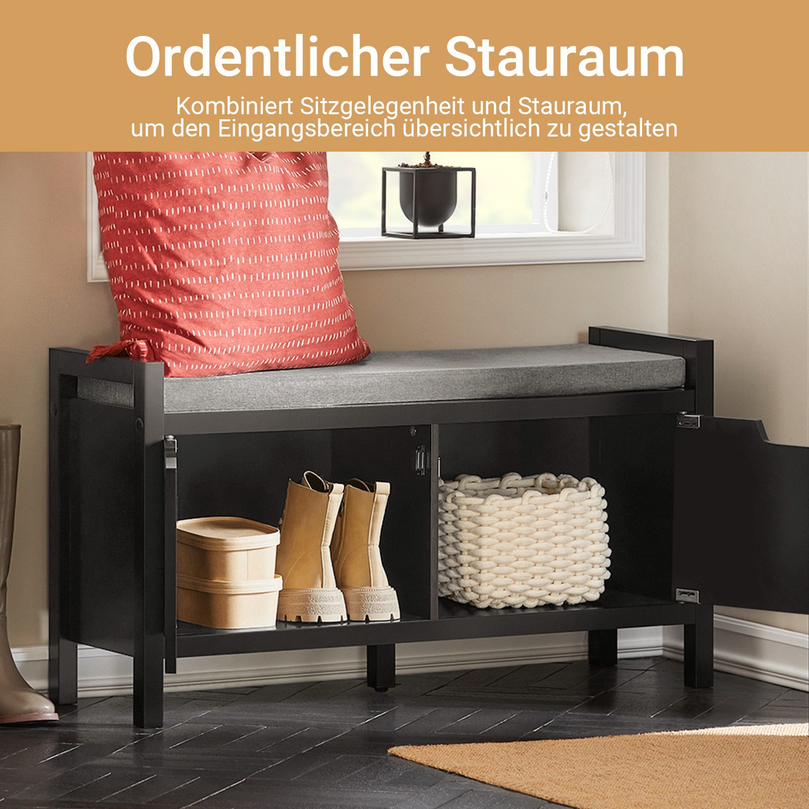 SoBuy Schuhbank FSR63-II, Schuhorganizer Schuhbank mit Sitzfläche, gepolstert, Sitzbank mit Stauraum Schuhregal Sitzkommode, Flur Schlafzimmer