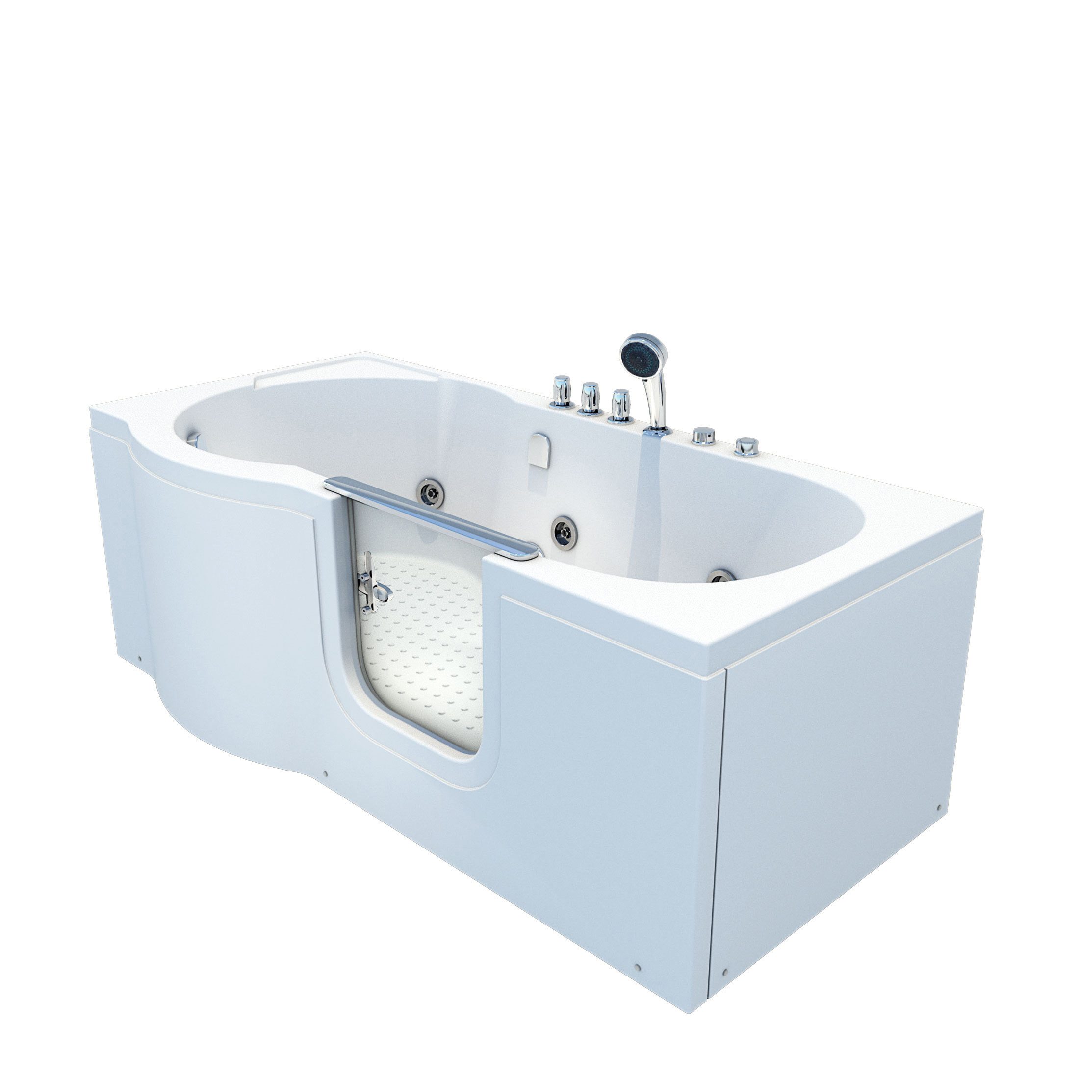 AcquaVapore Whirlpool-Badewanne Sitzwanne Whirlpool Badewanne Tür S12-WP-R-ALL 85x170cm, (1-tlg), mit Ablaufgarnitur