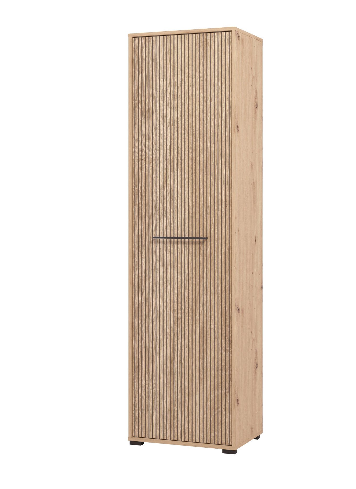 INOSIGN Garderobenschrank Landes Kleiderschrank, Stauraumschrank, Flurschrank, Höhe 198 cm Fronten in Artisan Eiche mit Streifen, mit einer Kleiderstange