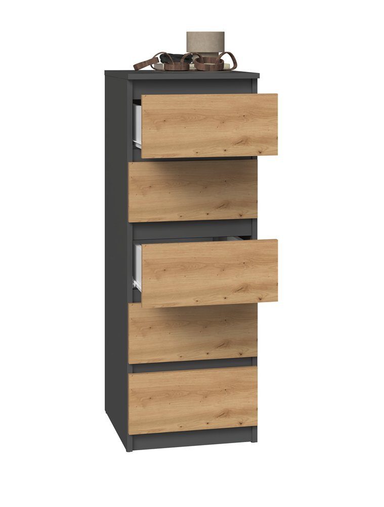 ibonto Hochkommode Große 5-Schubladen-Kommode Stilvoller Mehrzweckschrank Minimalistisch