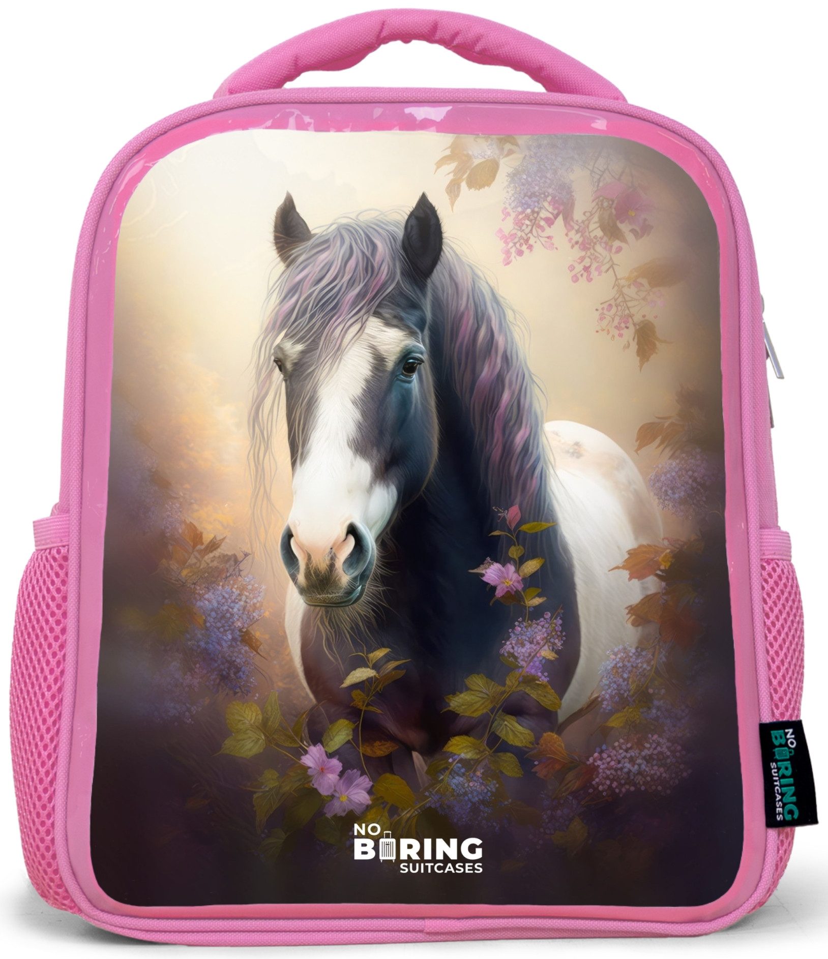 Rucksack Rosa - Pferd - Blüten - Lila