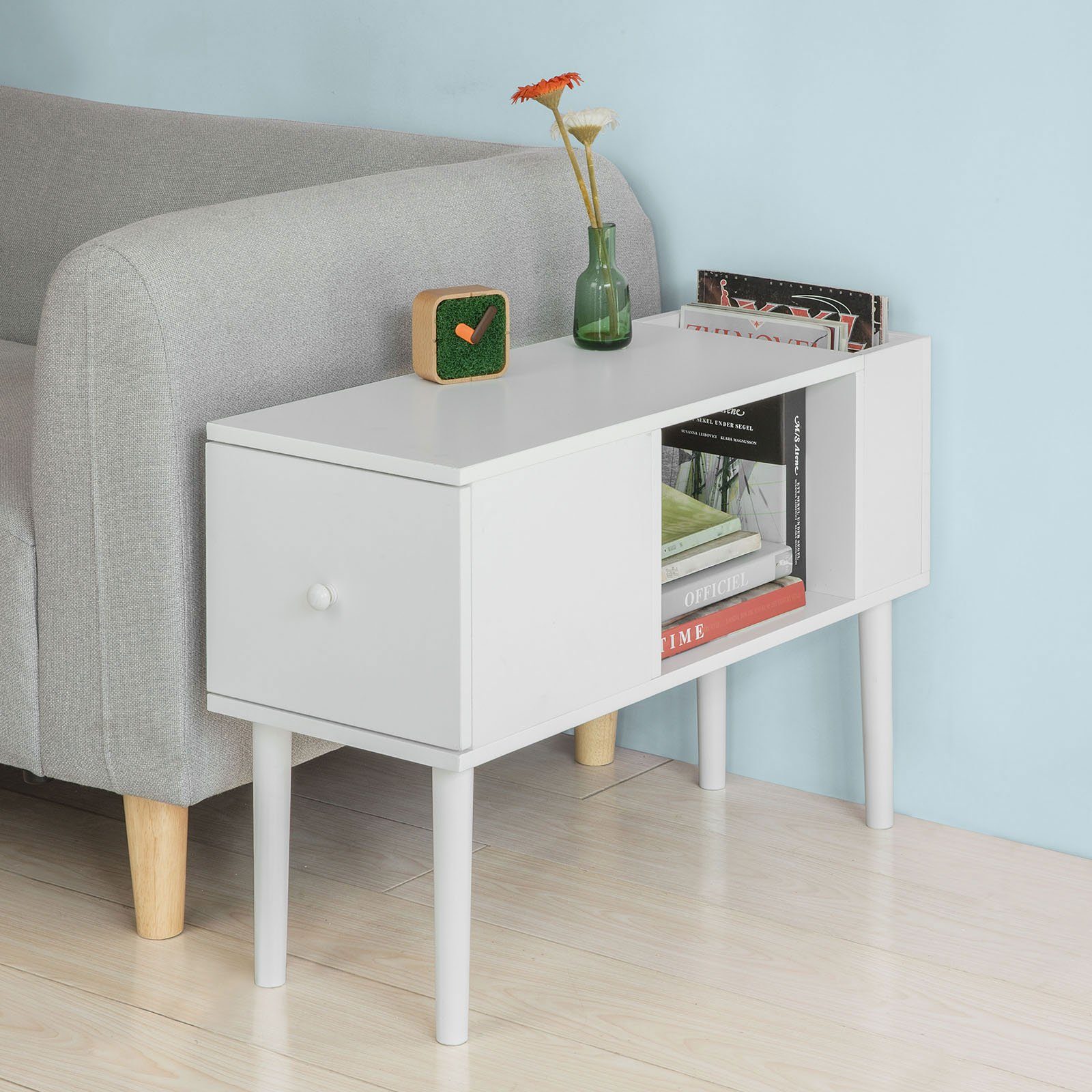 SoBuy Beistelltisch FBT60, Couchtisch mit einer Schublade