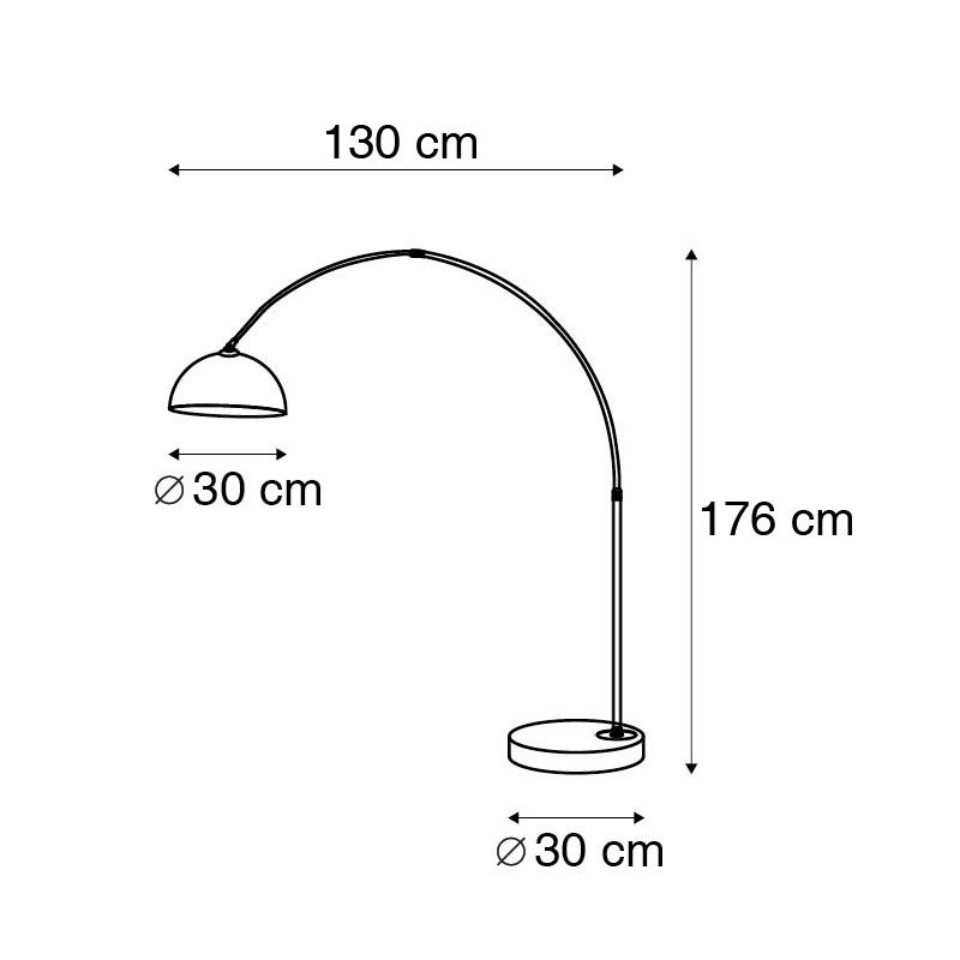 Qazqa Bogenlampe Arc-basic, ohne Leuchtmittel, Warmweiß, QAZQA Bogen­lampe, e27, Messing, Stahl, Modern