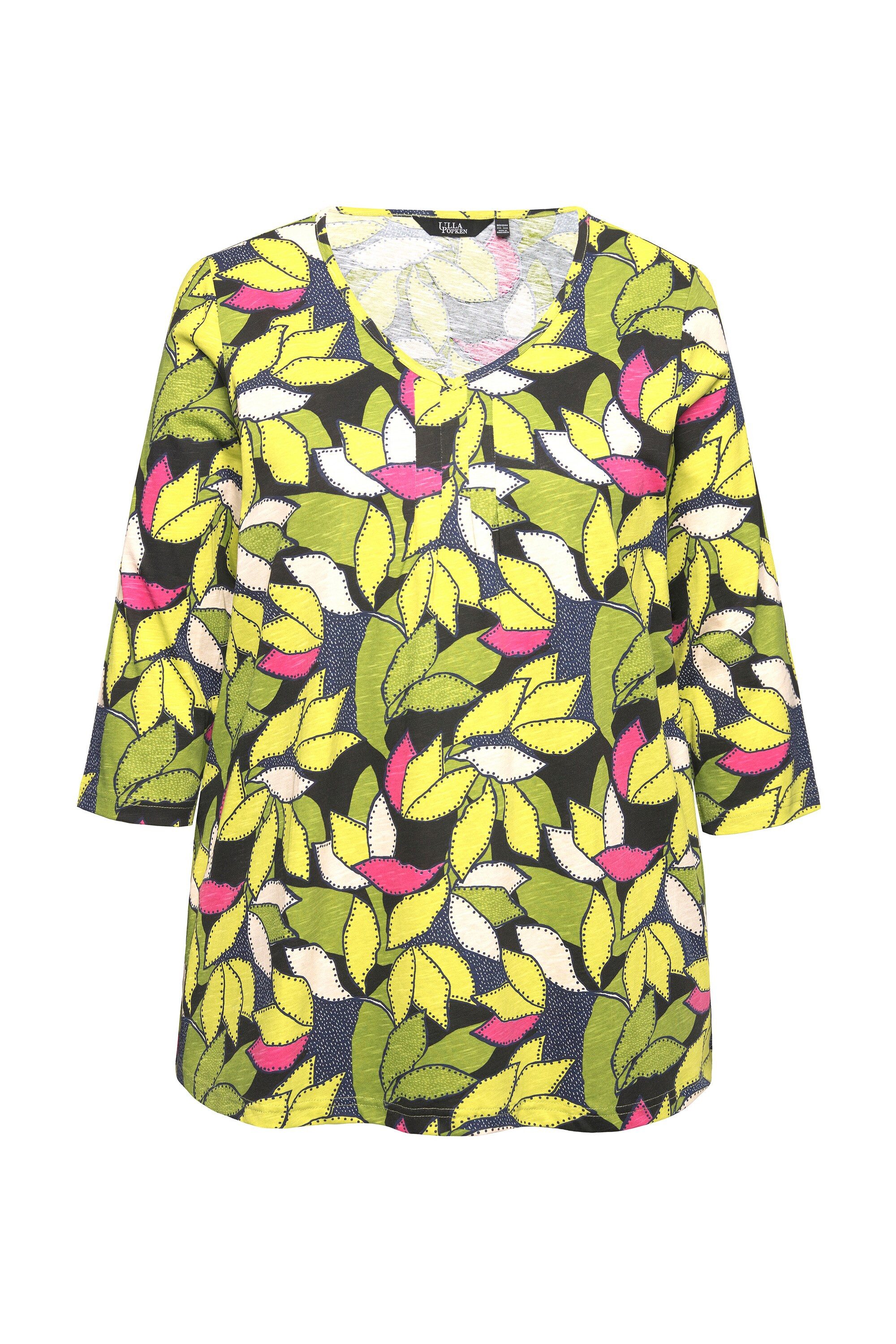 Ulla Popken Sweatshirt Shirt Blätter A-Linie günstig online kaufen