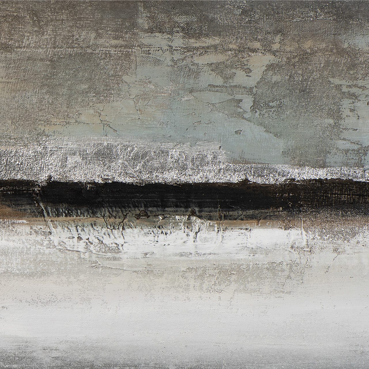ArtUniverse Gemälde Komposition in Grau und Silber 50 x 150 cm, Abstrakt