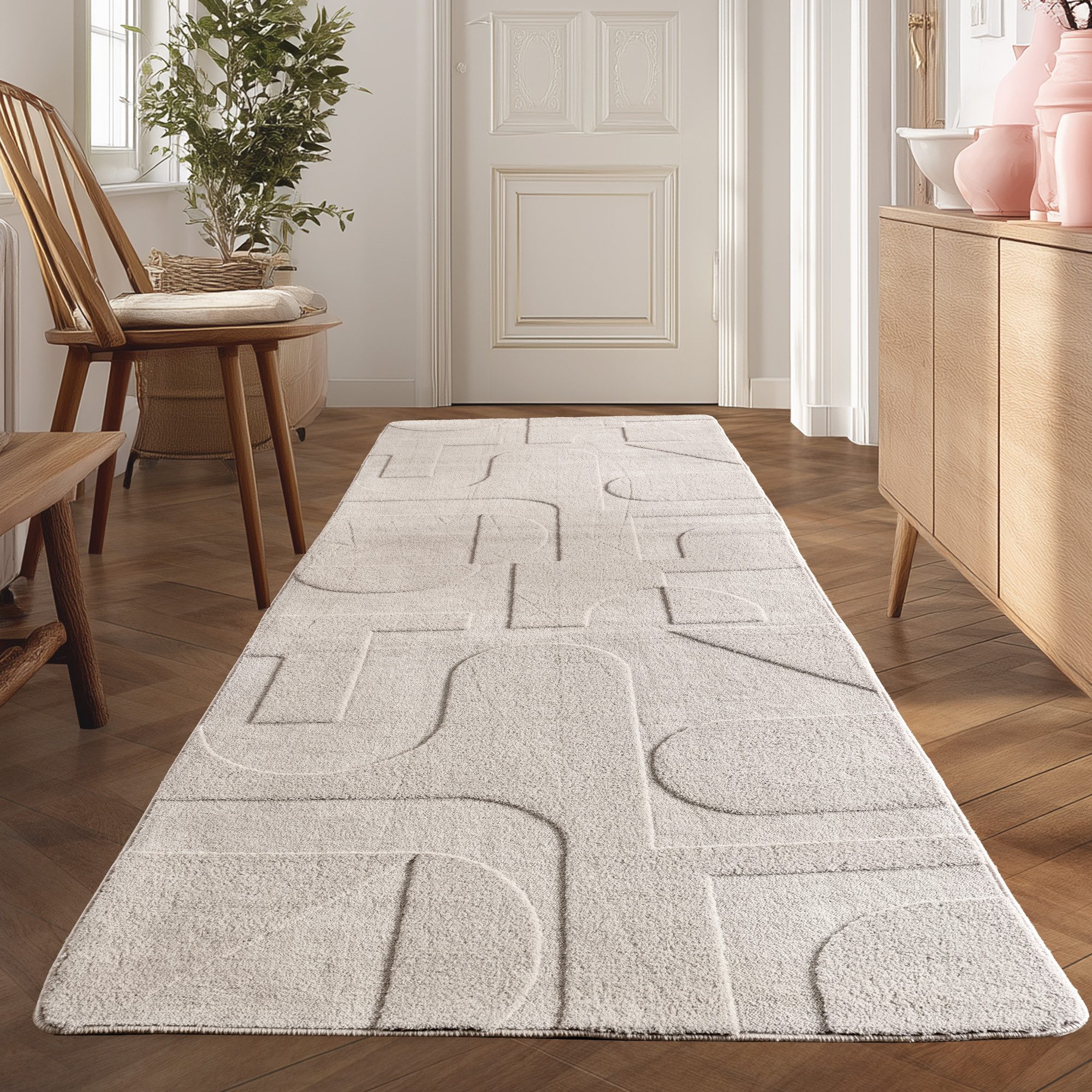 Teppium Teppich Skandinavisches Design, Rechteckig, Höhe: 20 mm, Kurzflorteppich Skandinavische Design Anti-Rutsch Rückseite Waschbar