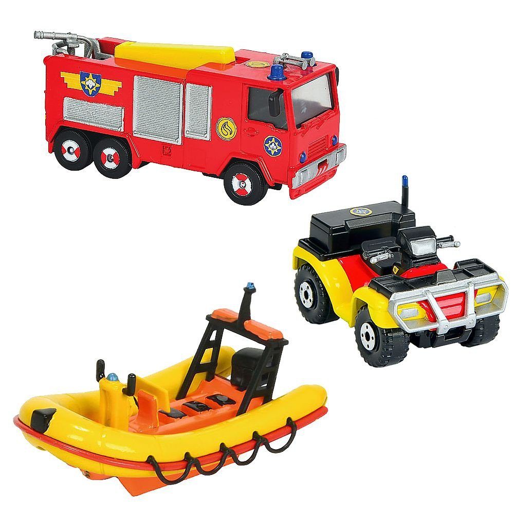 Feuerwehrmann Sam Spielzeug-Feuerwehr »Set Fahrzeuge Jupiter, Neptun, Quad  Feuerwehrmann Sam Mini Die Cast Serie« online kaufen | OTTO