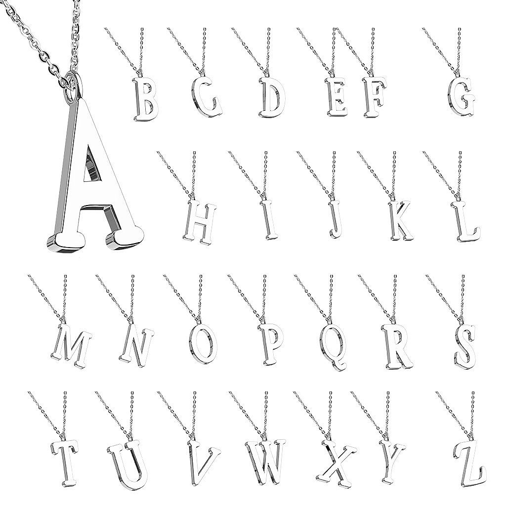 Taffstyle Kette mit Anhänger Damen Halskette Buchstaben Anhänger Kette Silber Schlicht Dezent A-Z (Personalisierte Halskette mit Buchstaben stilvoll und zeitlos – Bild 2 von 4