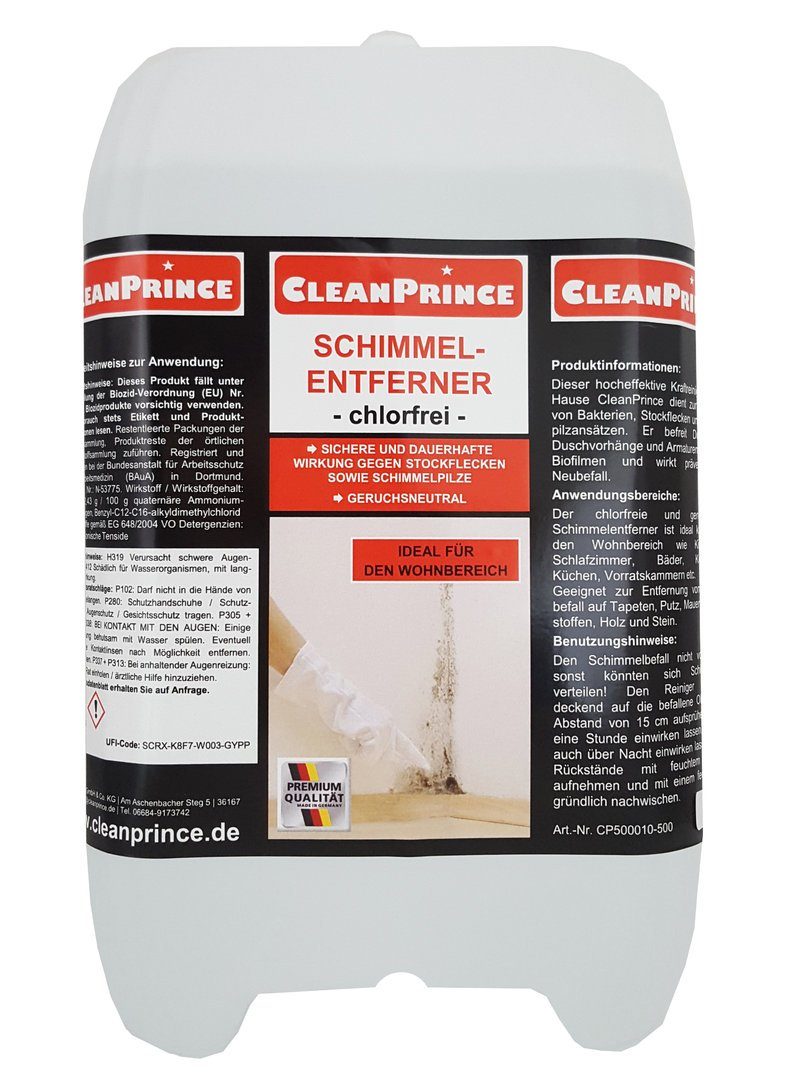 CleanPrince Chlorfreier Schimmelentferner 5 Liter innen außen Schimmelentferner