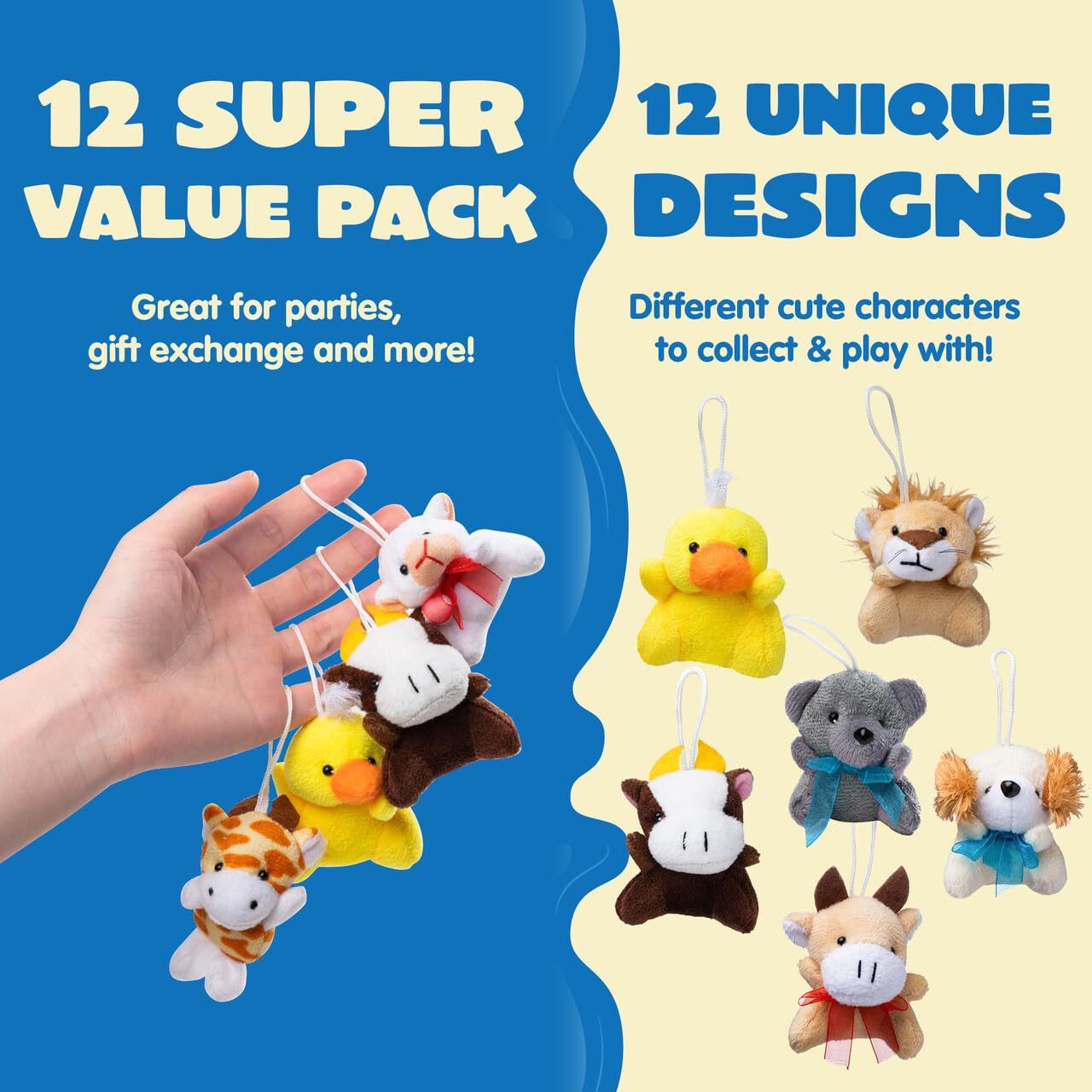 JOYIN Kuscheltier JOYIN 12 Set Mini-Plüschtiere (je 7,5 cm)als Schlüsselanhänger (12-St)