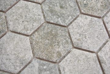 Mosani Mosaikfliesen Hexagonale Sechseck Mosaik Fliese Keramik Granit grau