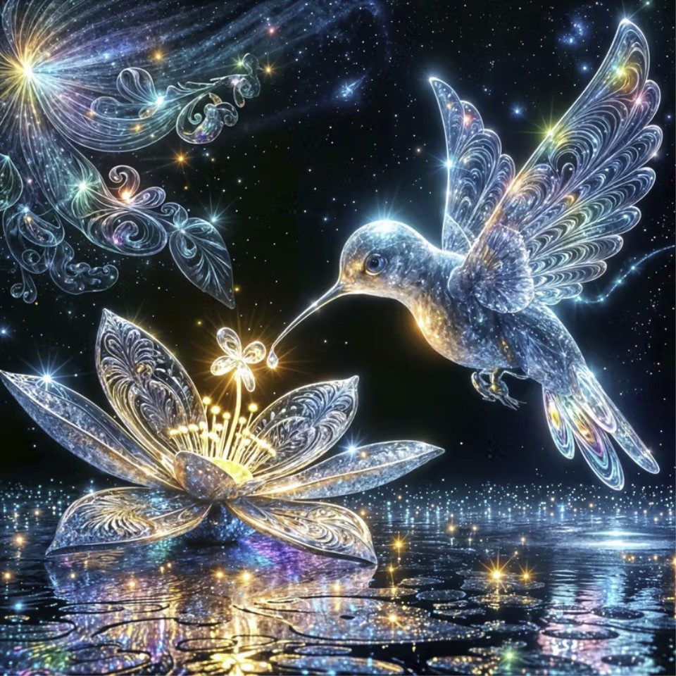 Venicce Love Kreativset Diamond Painting Bilder, 5D Diamant Painting Malerei - Kolibri & Blume, (1-tlg)