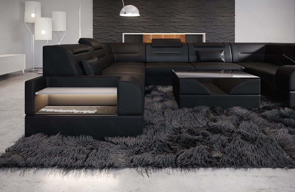 Sofa Dreams Wohnlandschaft Leder Bettfunktion mit Sofa Designer U wahlweise Form Ledersofa, Trivento Couch