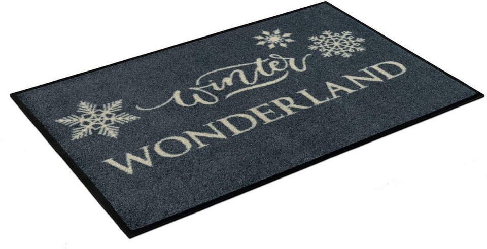 Fußmatte Winter Wonderland, wash+dry by Kleen-Tex, rechteckig, Höhe: 7 mm,  Schmutzfangmatte, mit Spruch, In- und Outdoor geeignet, waschbar, sehr  flach, für Fußbodenheizung geeignet, rutschfest